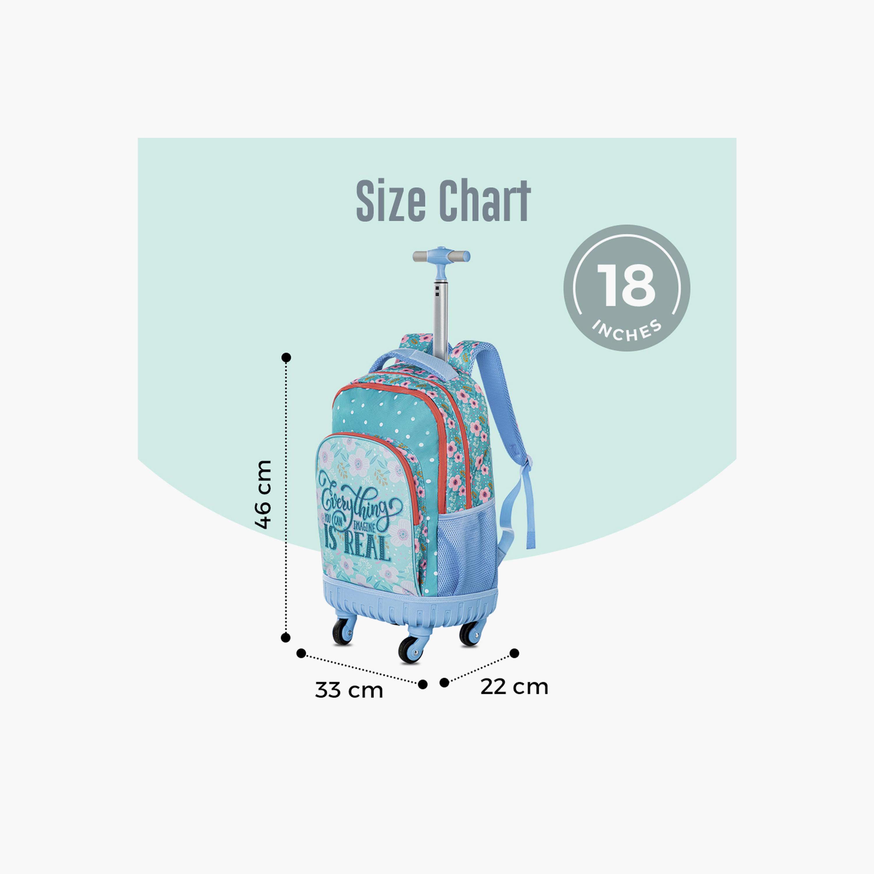 Eazy Kids 4-Wheel Trolley School Backpack with Lunch Bag & Pencil Case - Floral Edition - 18 Inch-school-bagsandbackpacks-trolleybags-image-6