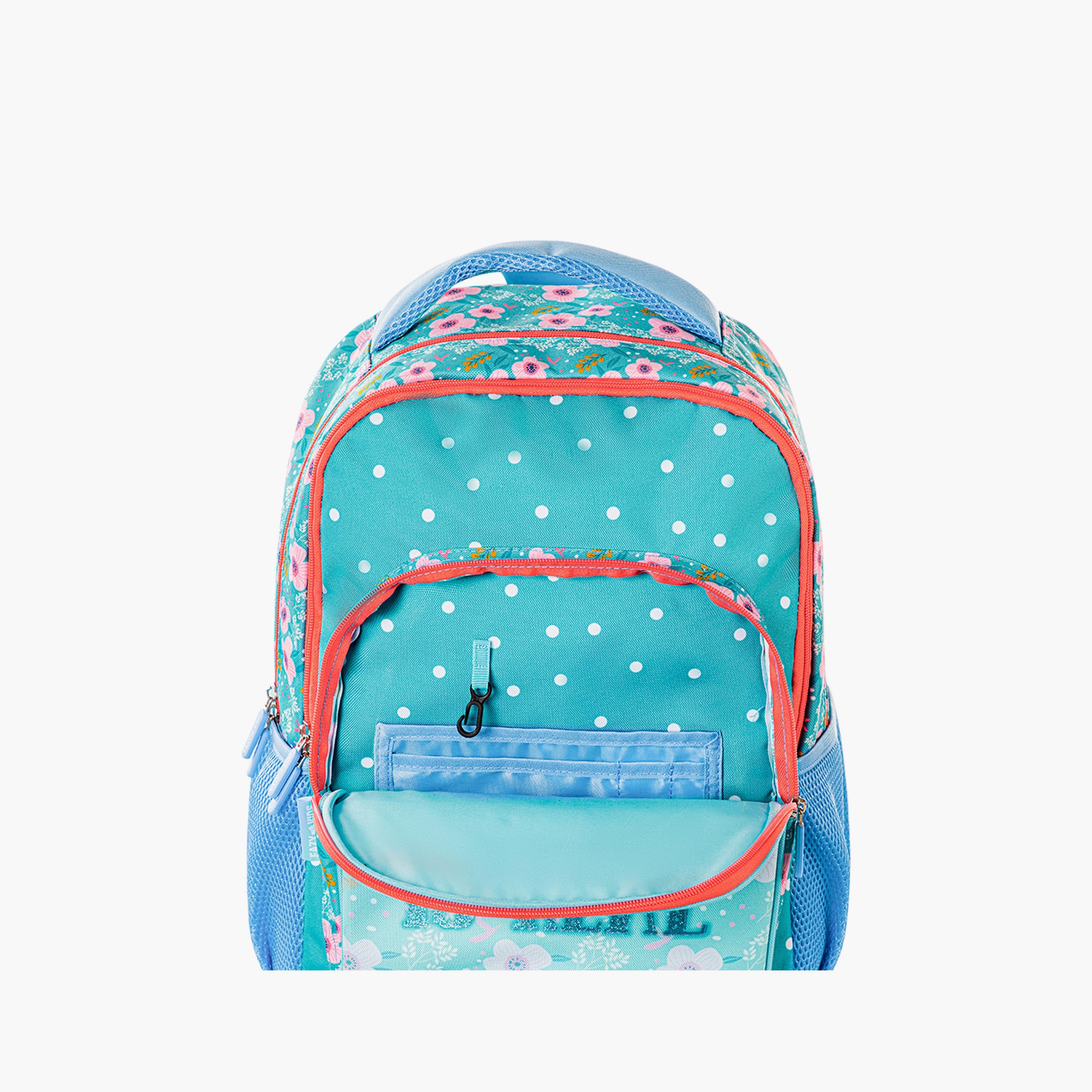 Eazy Kids 4-Wheel Trolley School Backpack with Lunch Bag & Pencil Case - Floral Edition - 18 Inch-school-bagsandbackpacks-trolleybags-image-8