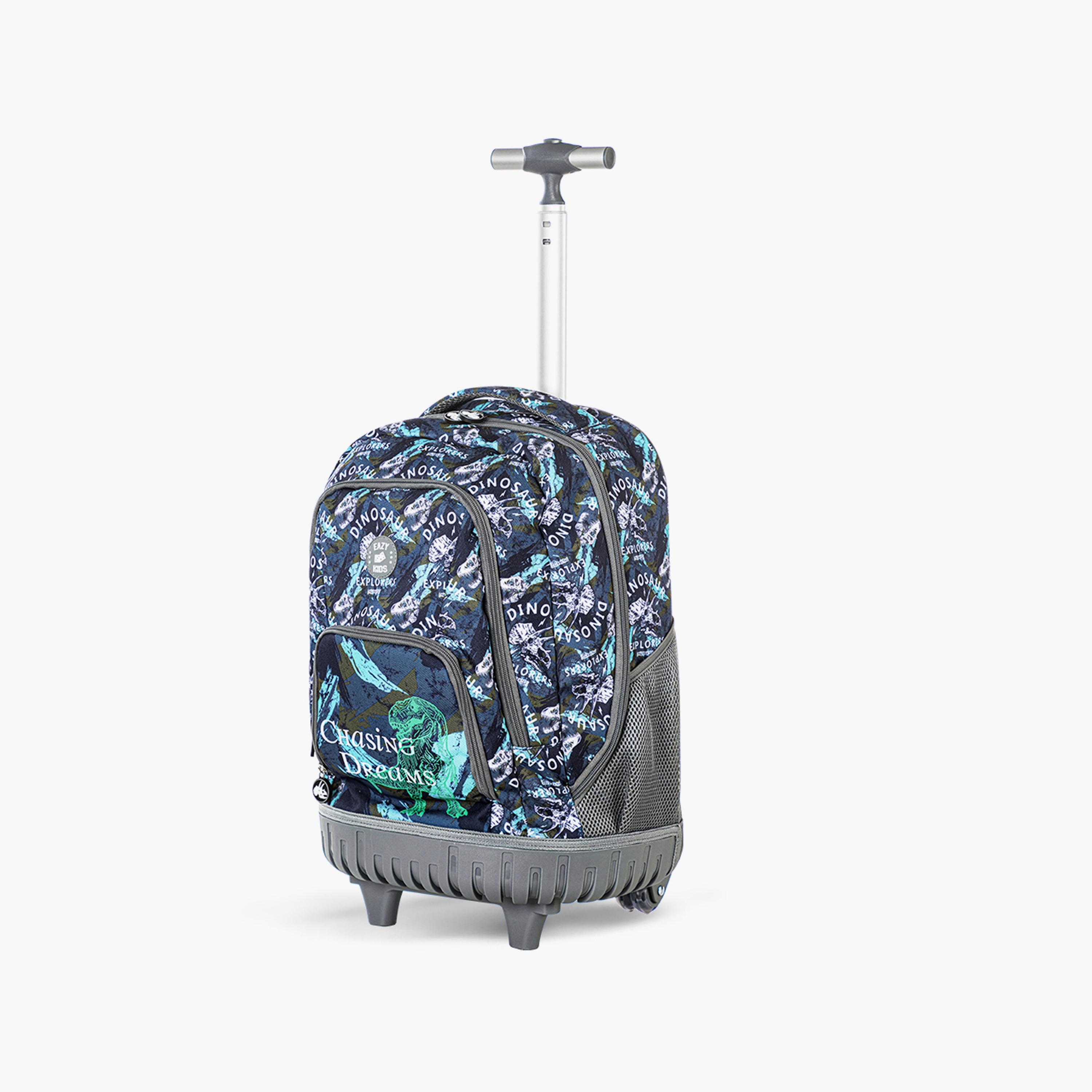 Eazy Kids Printed Trolley Backpack with Lunch Bag & Pencil Case - T Rex - 18 Inch-school-bagsandbackpacks-trolleybags-image-6
