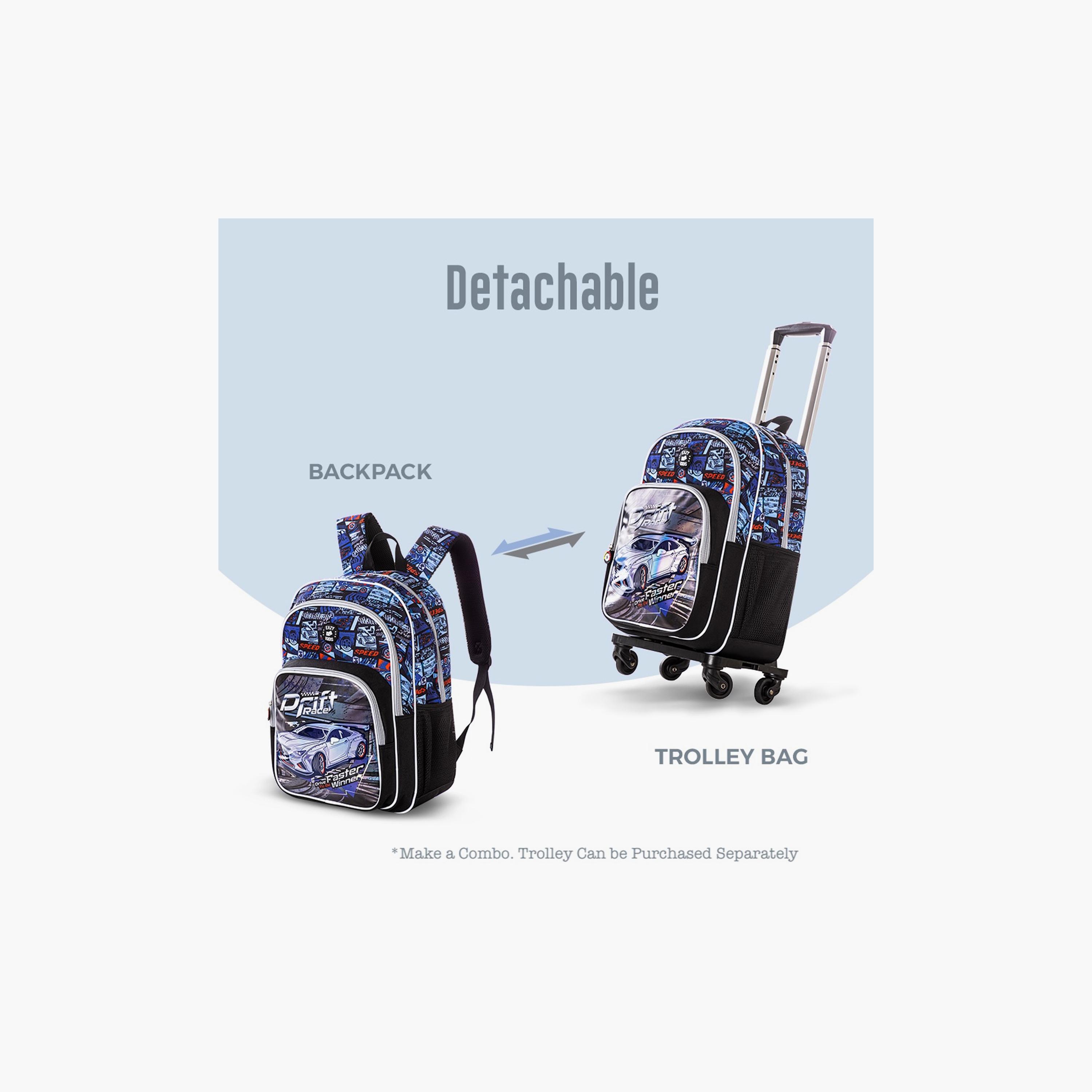 Eazy Kids Printed Backpack with Lunch Bag & Pencil Case - Car Racing - 18 Inch-school-bagsandbackpacks-sets-image-2