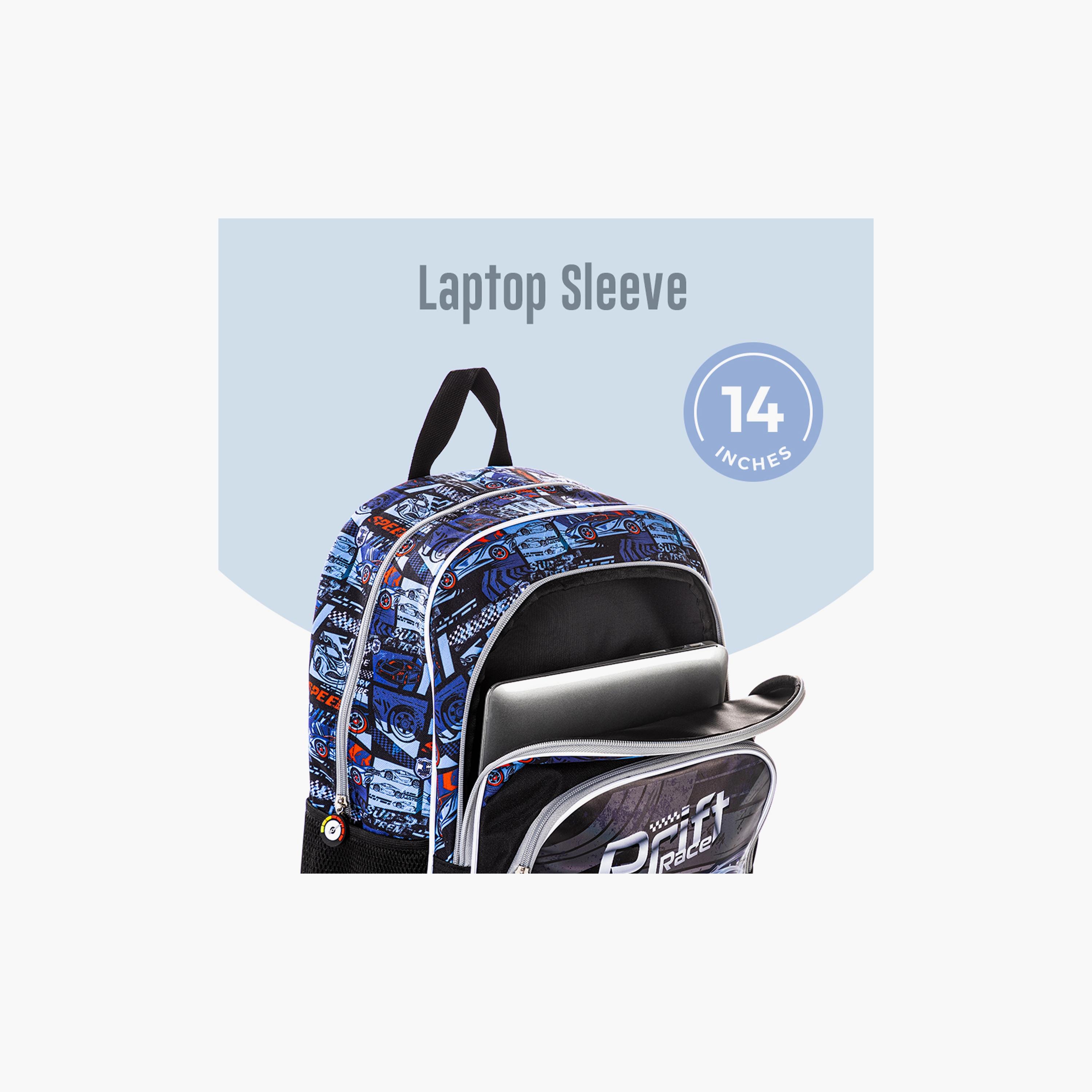 Eazy Kids Printed Backpack with Lunch Bag & Pencil Case - Car Racing - 18 Inch-school-bagsandbackpacks-sets-image-5