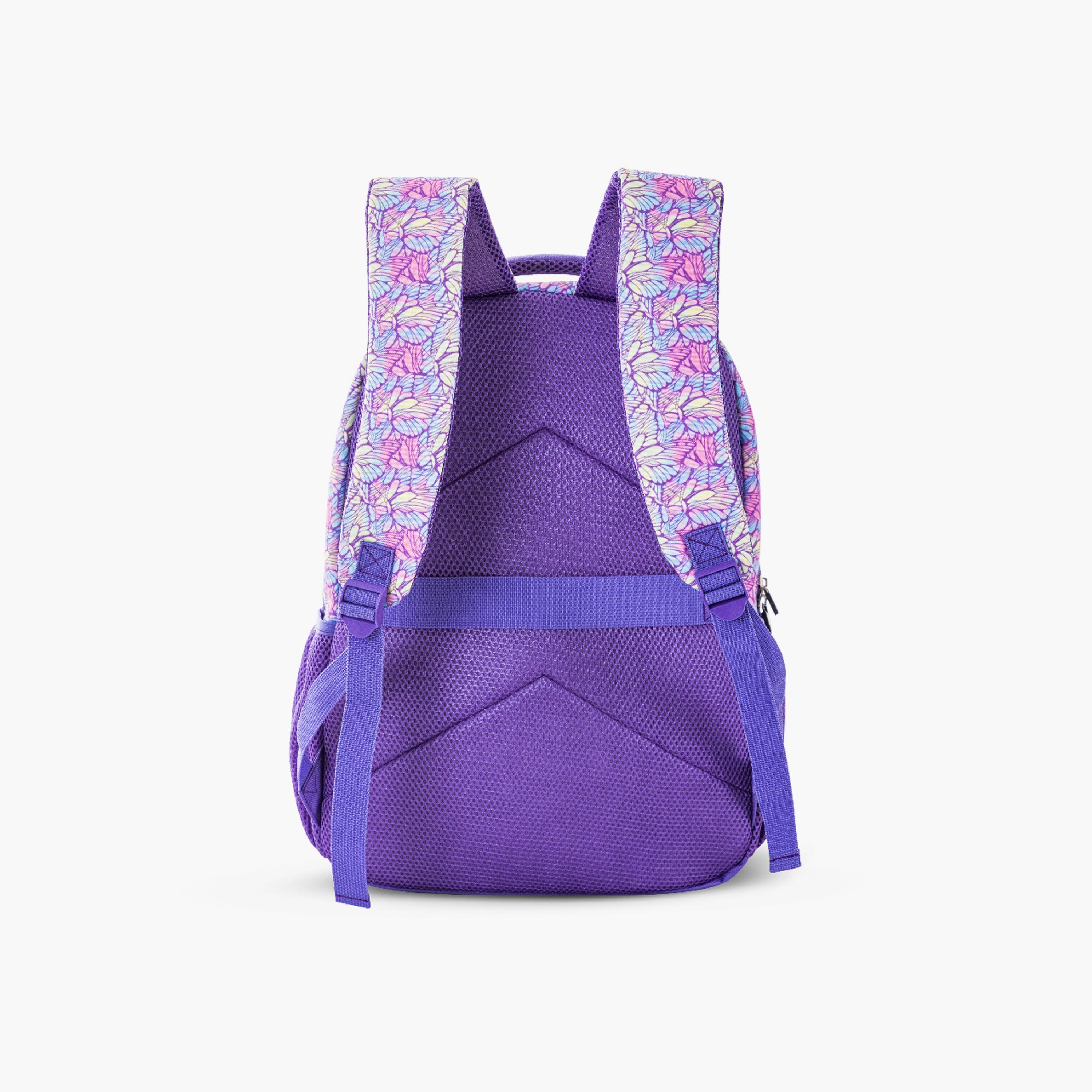 Eazy Kids Printed Backpack with Lunch Bag & Pencil Case - 3D Butterfly Purple - 18 Inch-school-bagsandbackpacks-sets-image-11