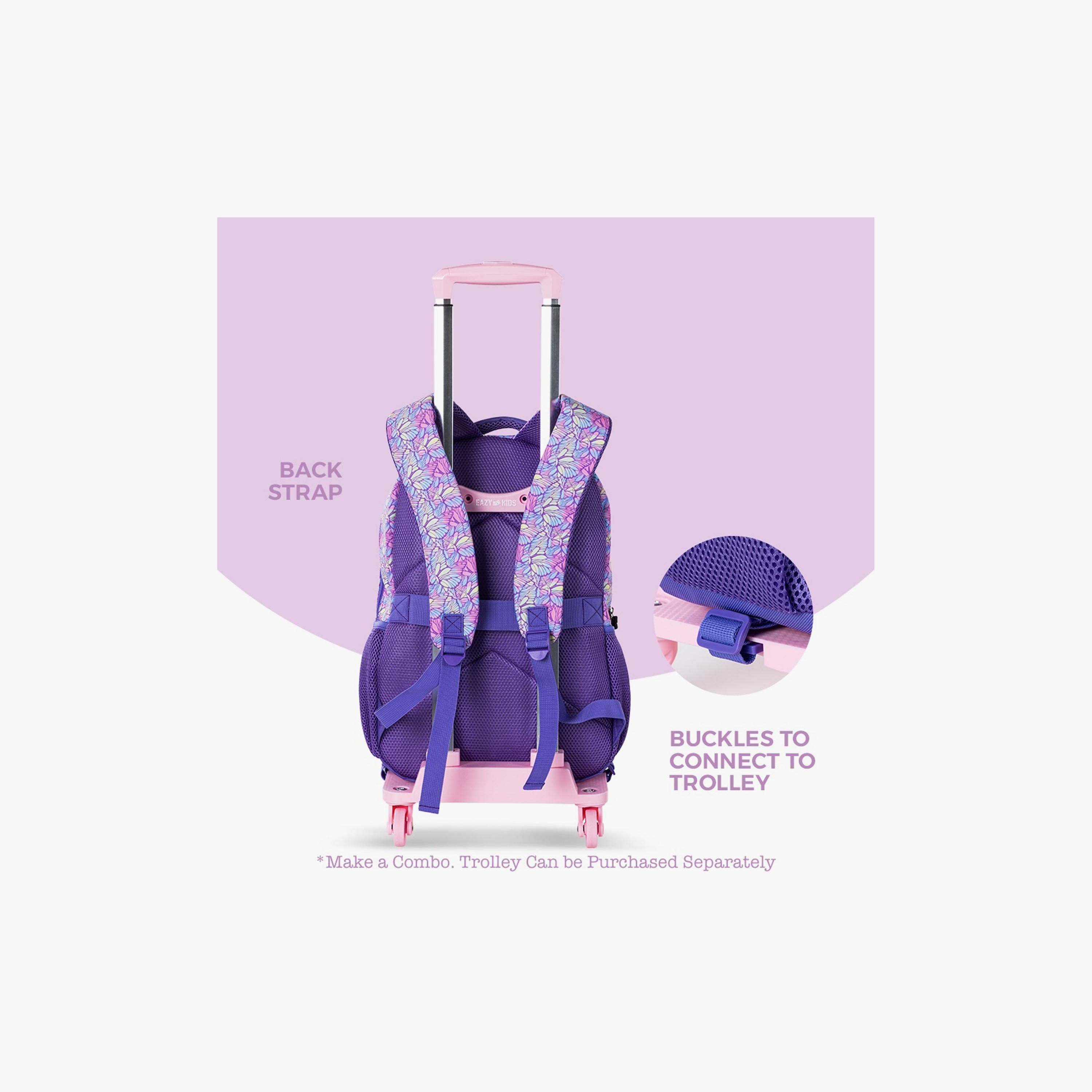 Eazy Kids Printed Backpack with Lunch Bag & Pencil Case - 3D Butterfly Purple - 18 Inch-school-bagsandbackpacks-sets-image-4