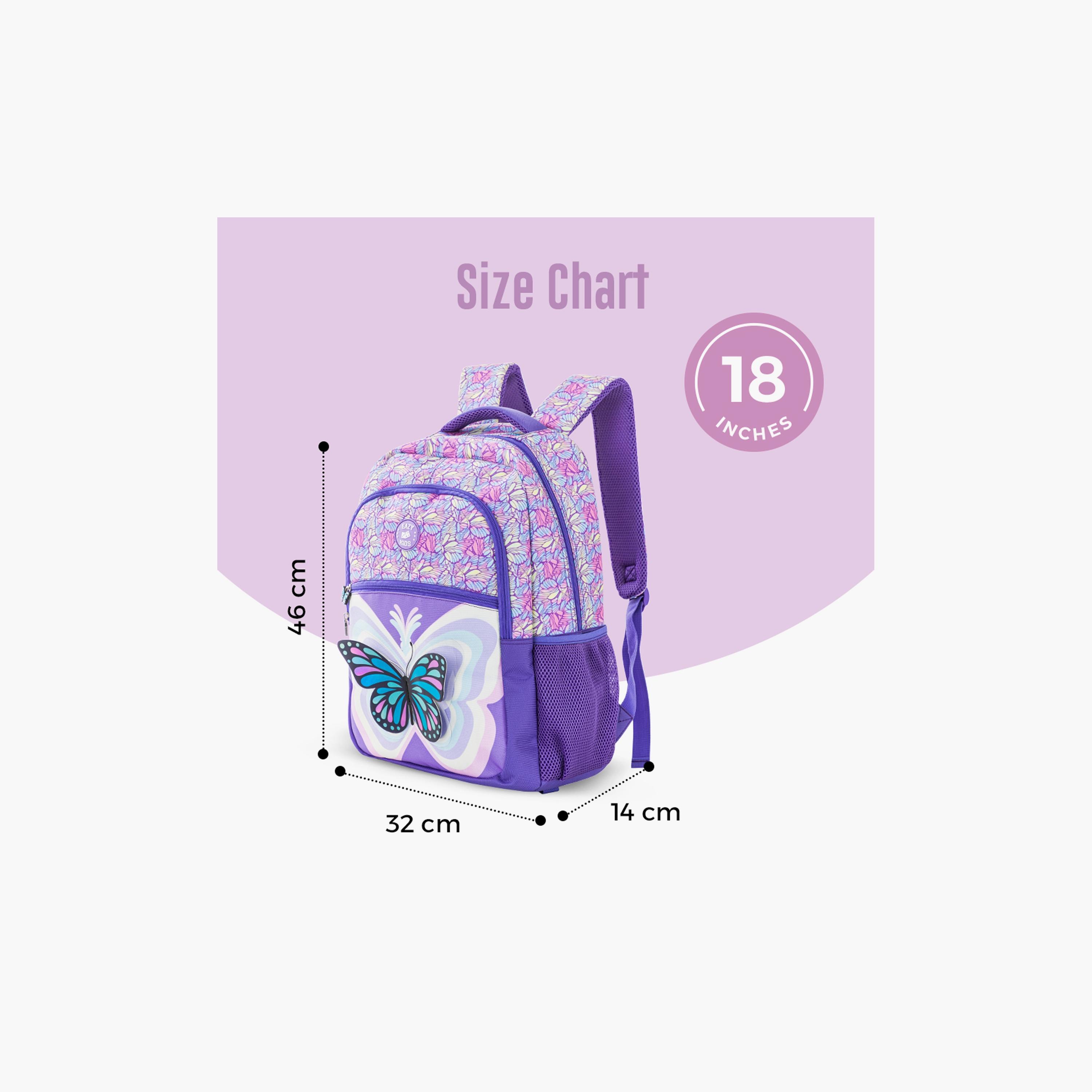 Eazy Kids Printed Backpack with Lunch Bag & Pencil Case - 3D Butterfly Purple - 18 Inch-school-bagsandbackpacks-sets-image-5