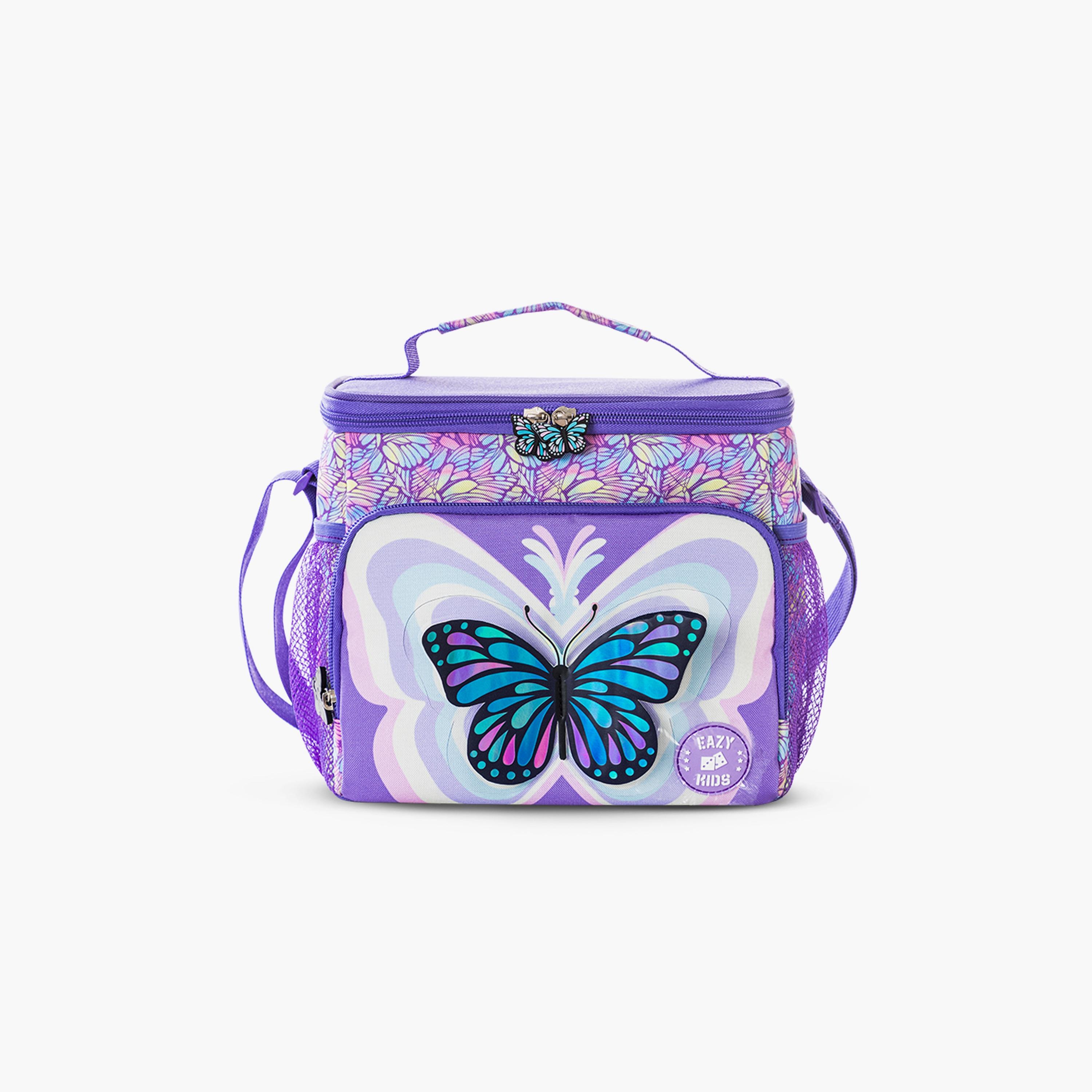 Eazy Kids Printed Backpack with Lunch Bag & Pencil Case - 3D Butterfly Purple - 18 Inch-school-bagsandbackpacks-sets-image-9