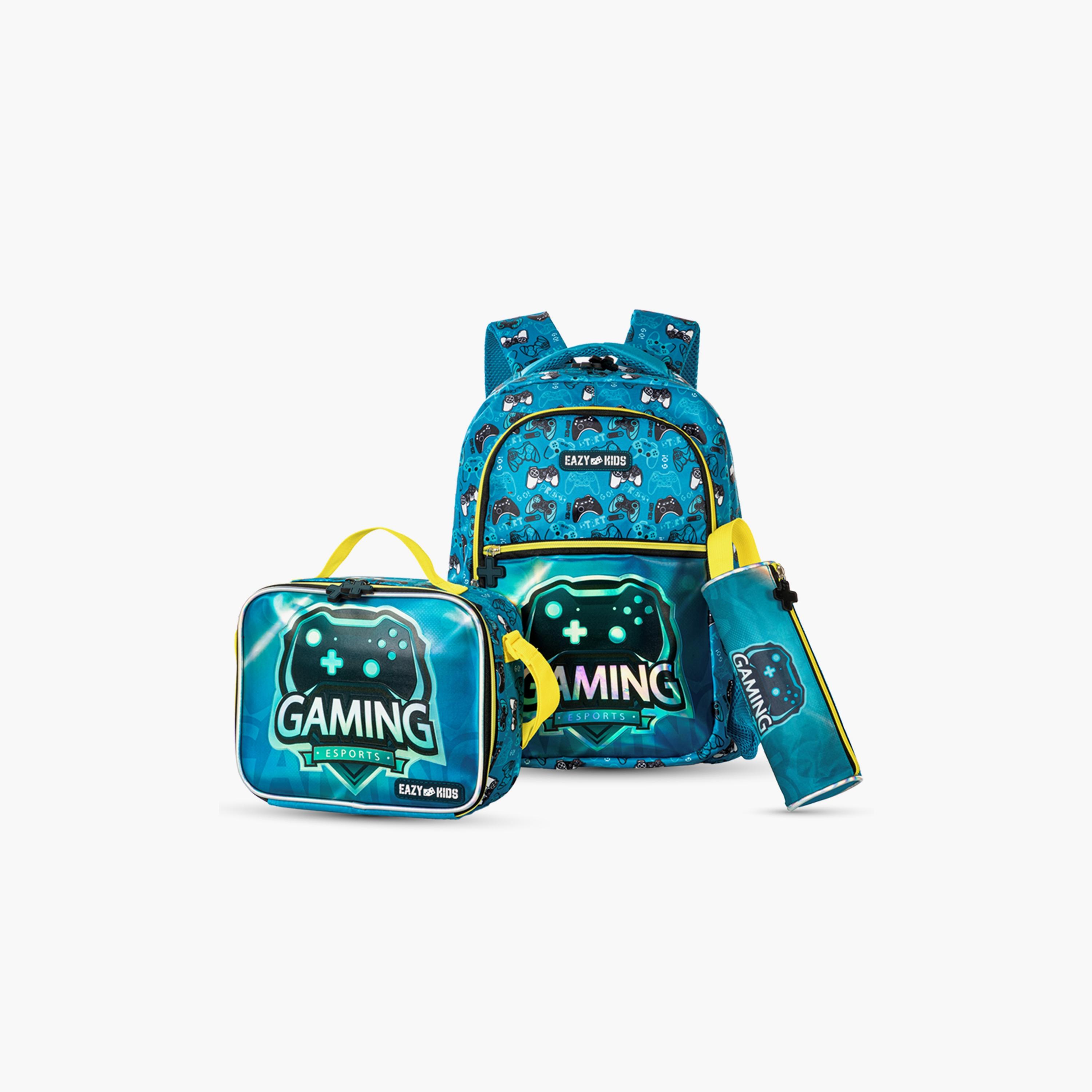 Eazy Kids Printed Backpack with Lunch Bag & Pencil Case - Gaming - 16 Inch-school-bagsandbackpacks-sets-image-1