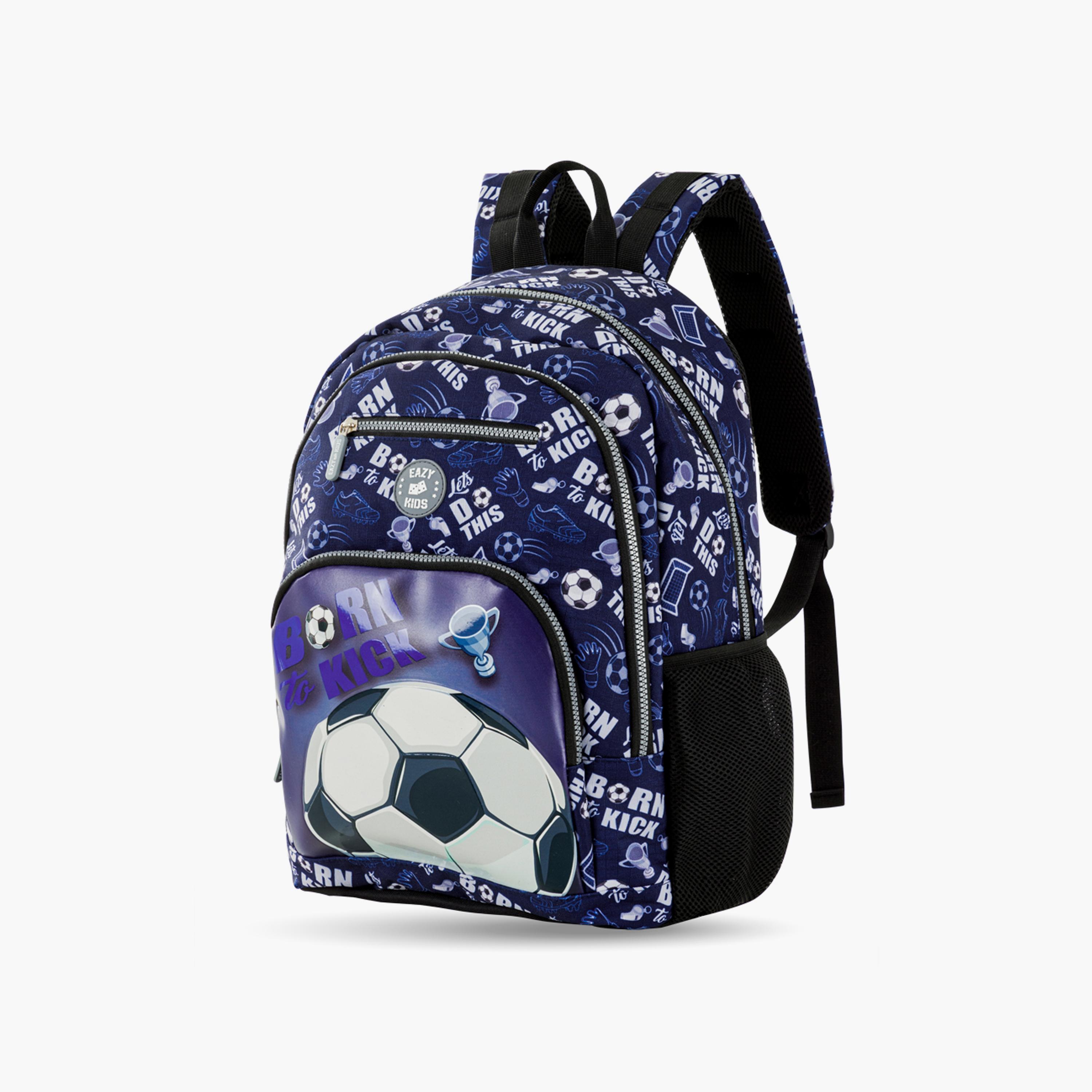 Eazy Kids Printed Backpack with Lunch Bag & Pencil Case - Football - 18 Inch-school-bagsandbackpacks-sets-image-3