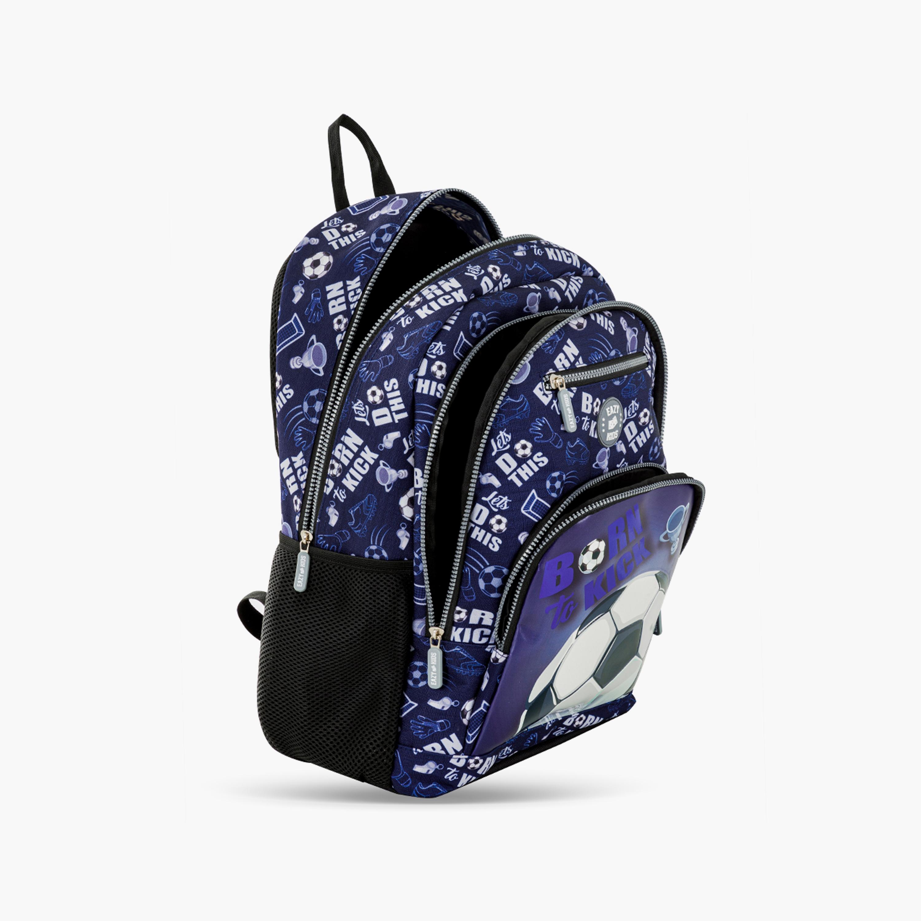 Eazy Kids Printed Backpack with Lunch Bag & Pencil Case - Football - 18 Inch-school-bagsandbackpacks-sets-image-4