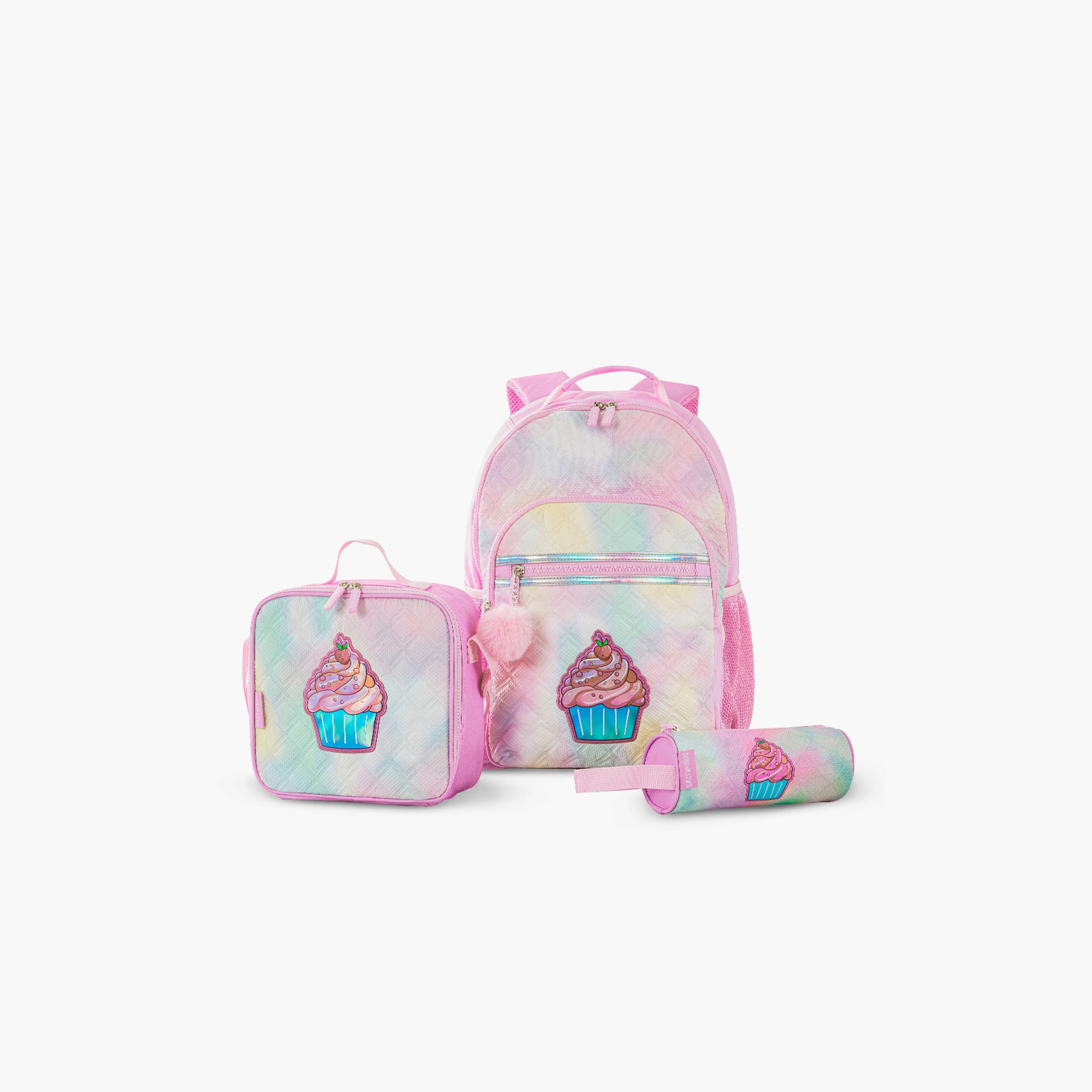 Eazy Kids Printed Backpack with Lunch Bag & Pencil Case - Sugar Pop - Pink - 17 Inch-school-bagsandbackpacks-sets-image-1