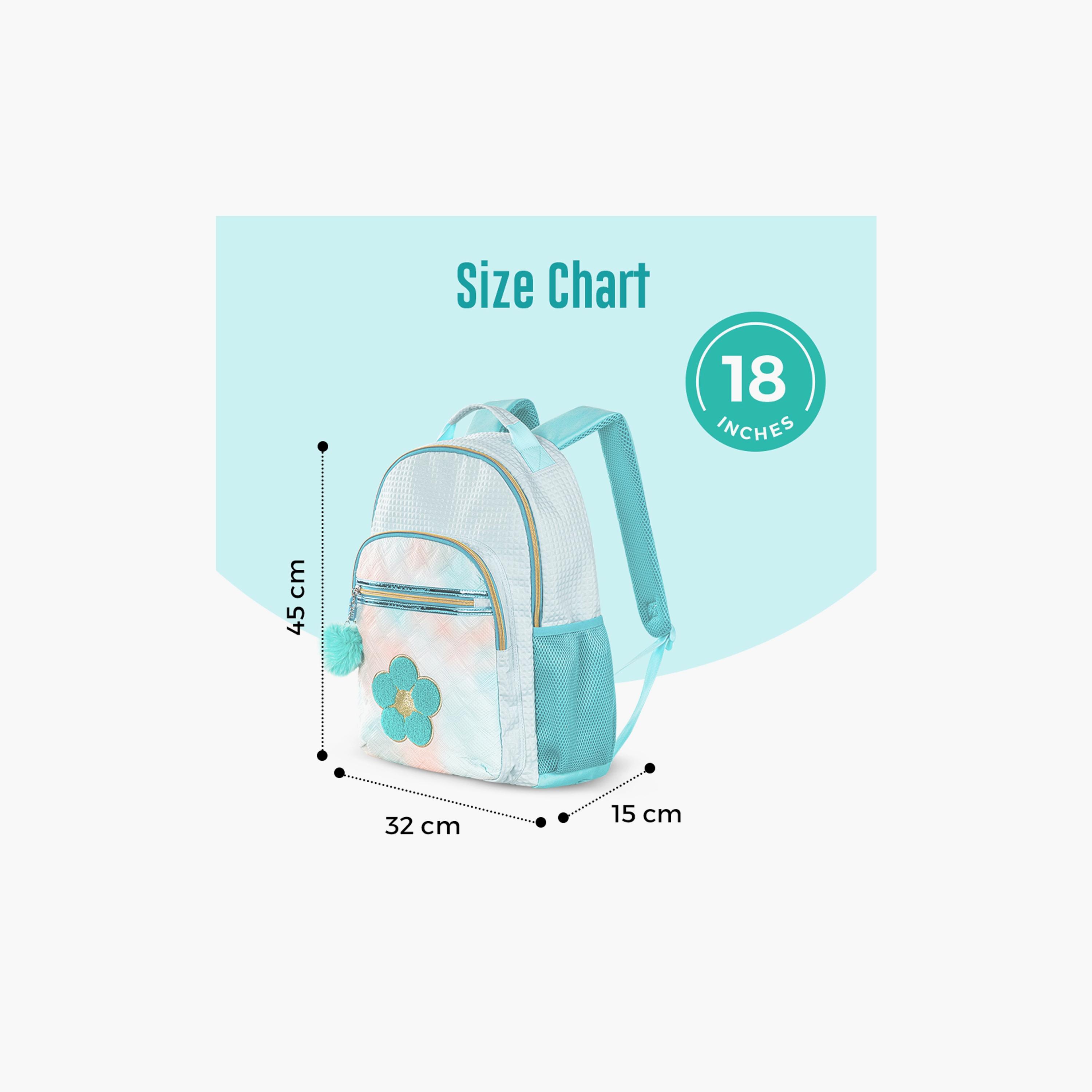 Eazy Kids Printed Backpack with Lunch Bag & Pencil Case - Floral - Green - 18 Inch-school-bagsandbackpacks-sets-image-3
