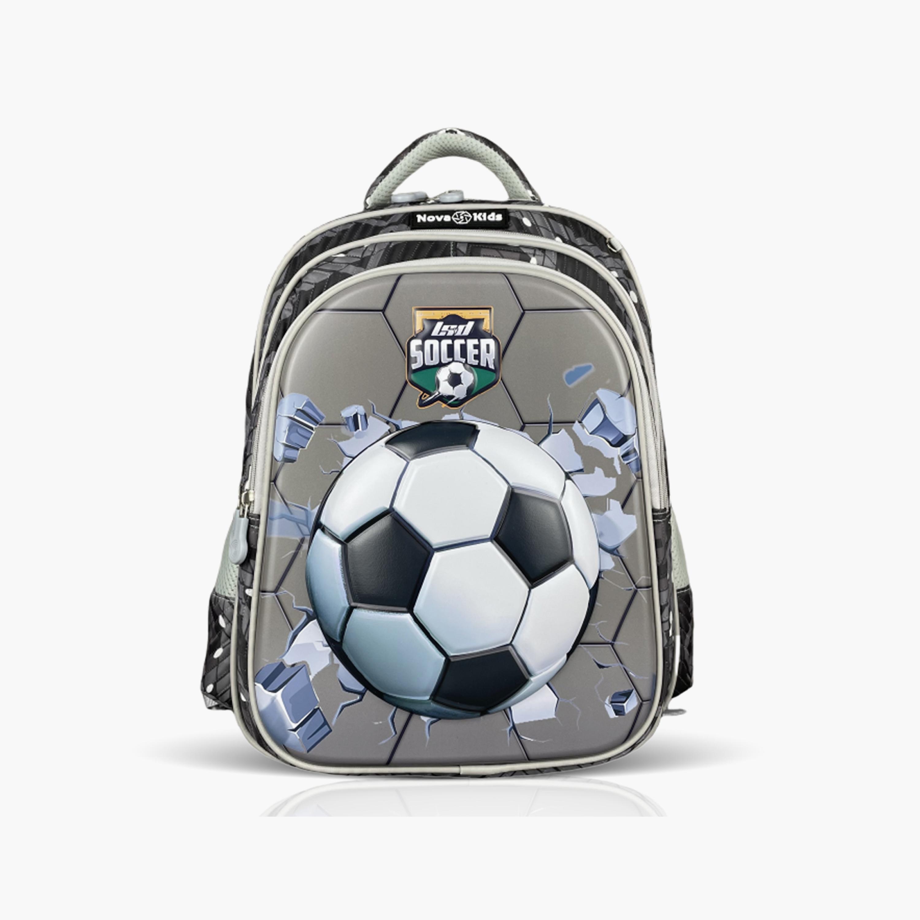 حقيبة مدرسية ثلاثية الأبعاد من نوفا كيدز - كرة قدم - رمادي-school-bagsandbackpacks-backpacks-image-1