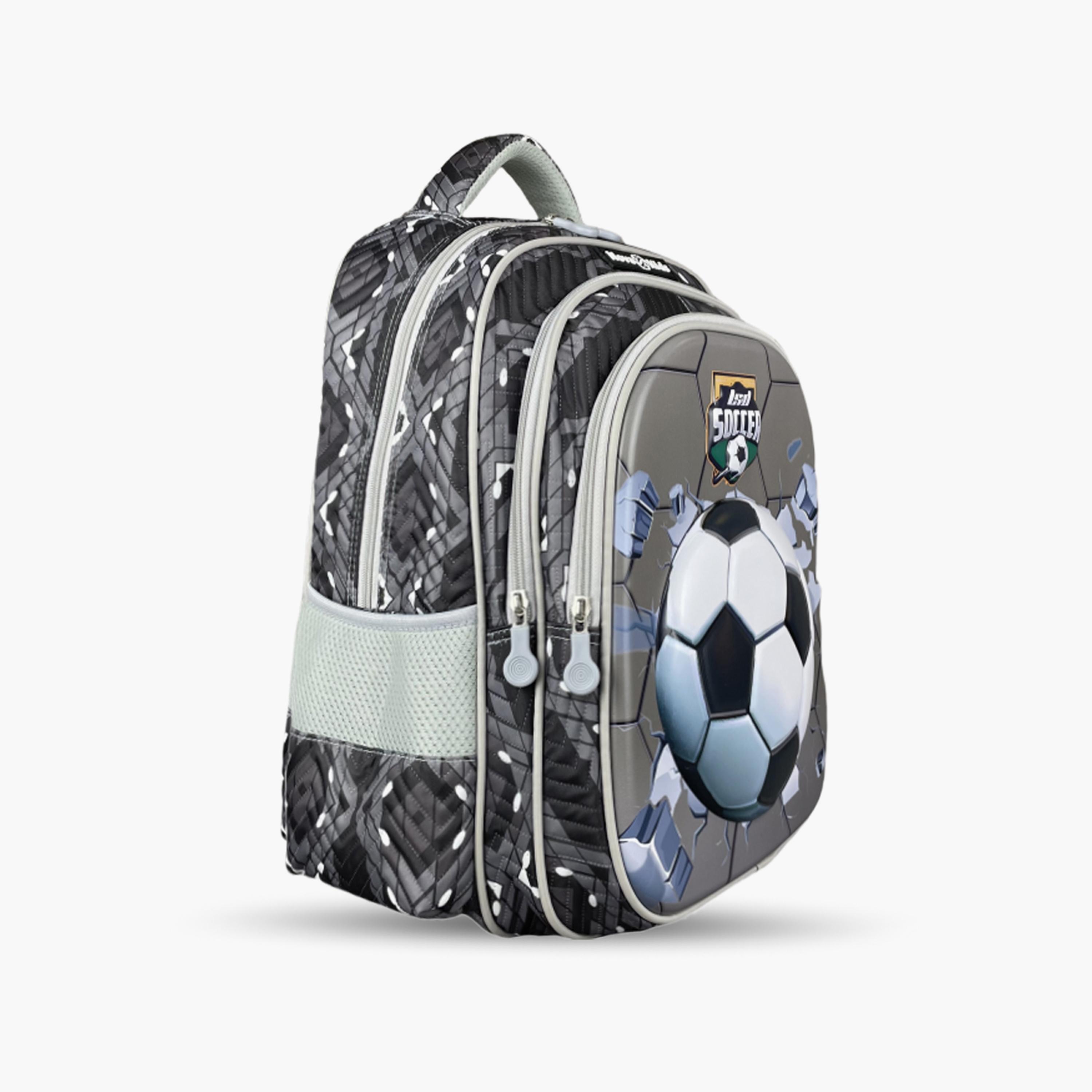 حقيبة مدرسية ثلاثية الأبعاد من نوفا كيدز - كرة قدم - رمادي-school-bagsandbackpacks-backpacks-image-4