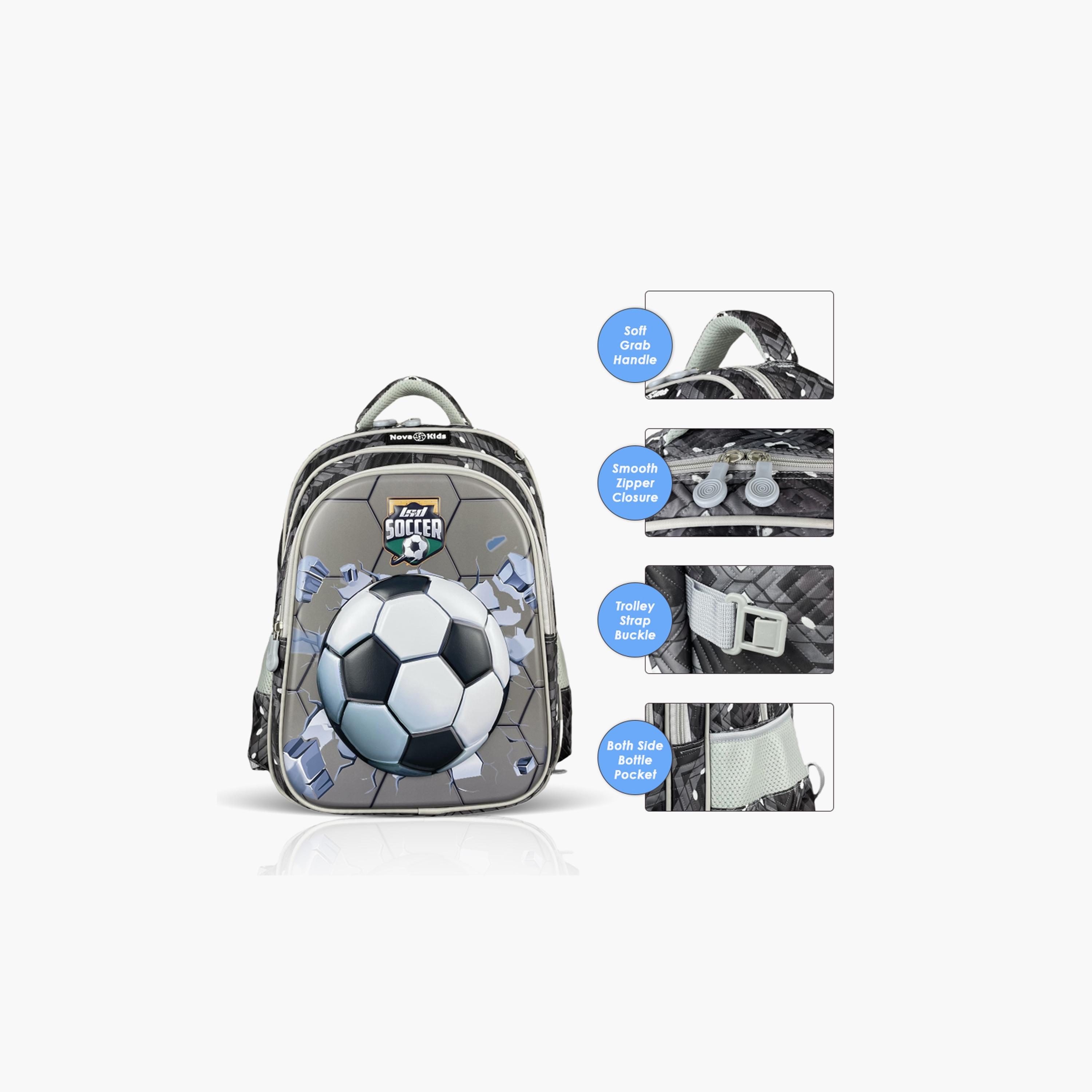 حقيبة مدرسية ثلاثية الأبعاد من نوفا كيدز - كرة قدم - رمادي-school-bagsandbackpacks-backpacks-image-7