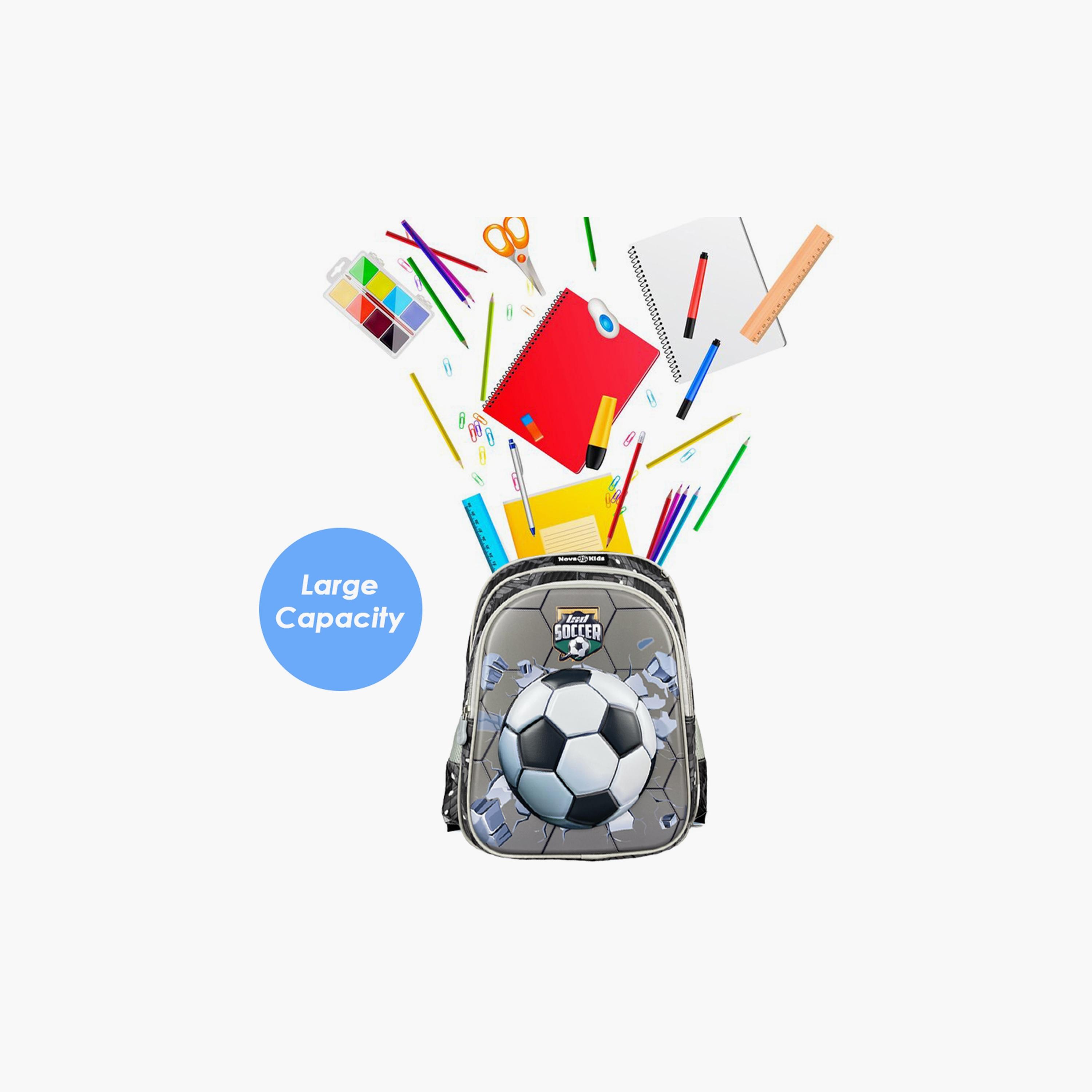 حقيبة مدرسية ثلاثية الأبعاد من نوفا كيدز - كرة قدم - رمادي-school-bagsandbackpacks-backpacks-image-9