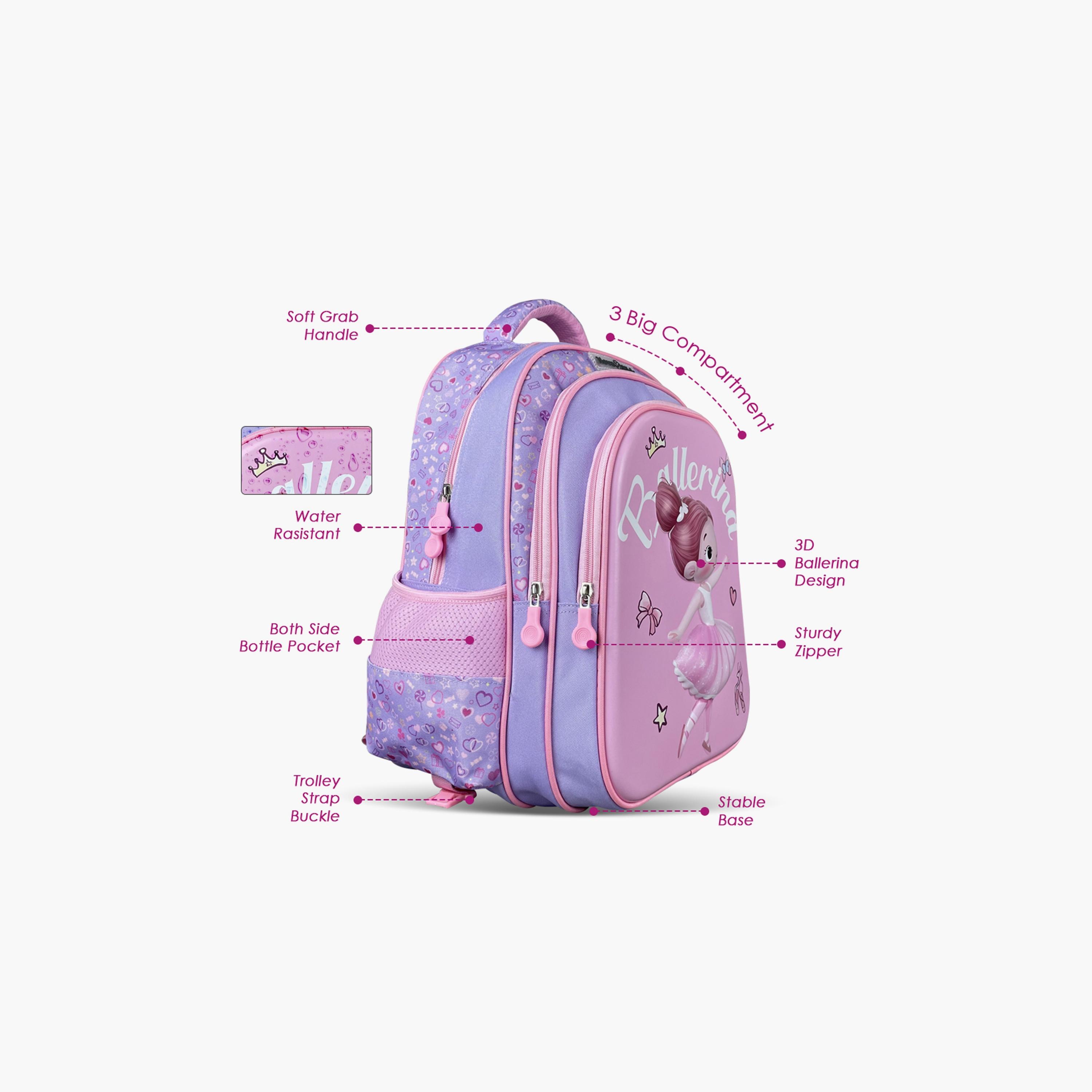 Nova Kids 3D School Bag - Ballerina - Pink - 16.5 Inch-school-bagsandbackpacks-backpacks-image-10