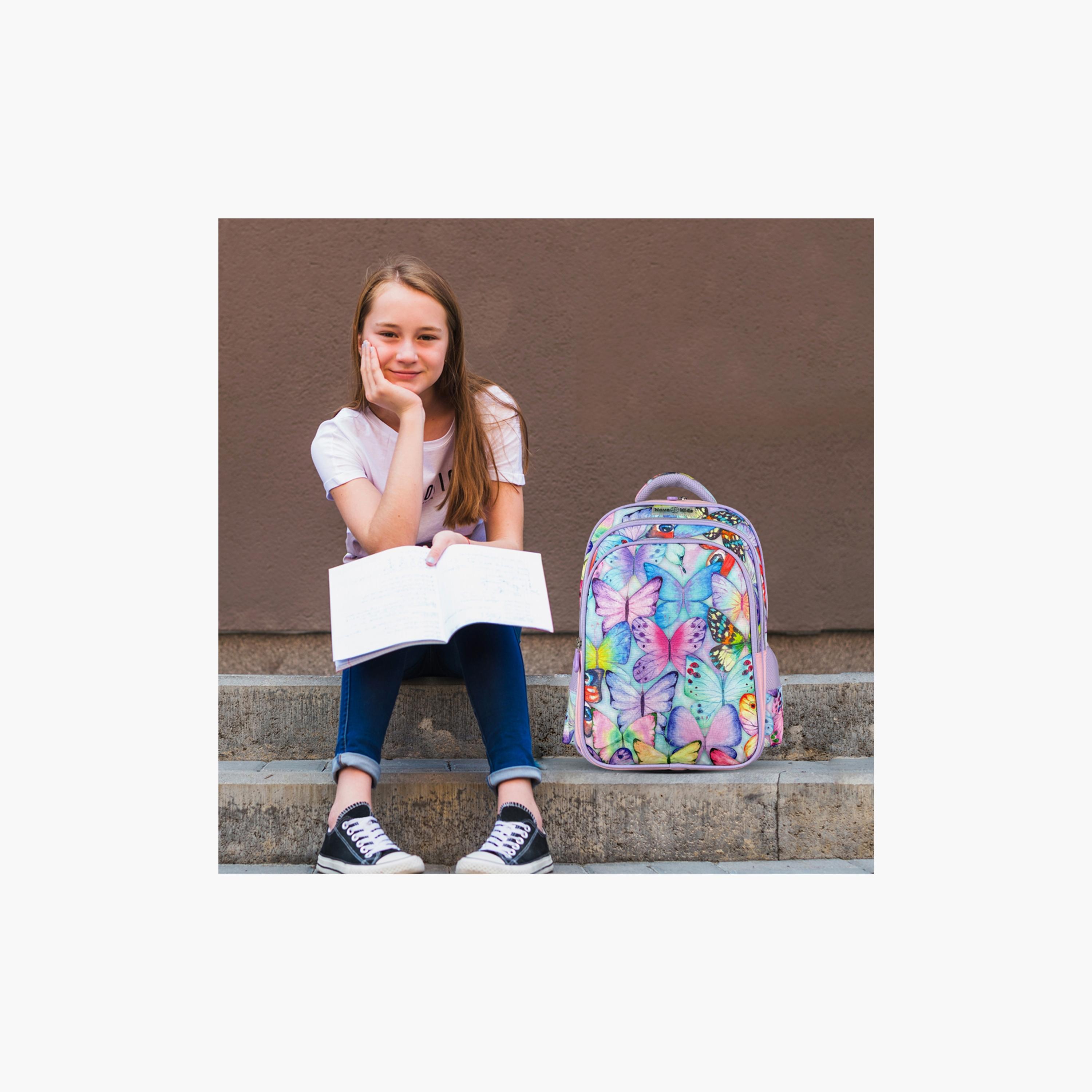 Nova Kids School Bag - Butterfly - Purple - 17.5 Inch-school-bagsandbackpacks-backpacks-image-3