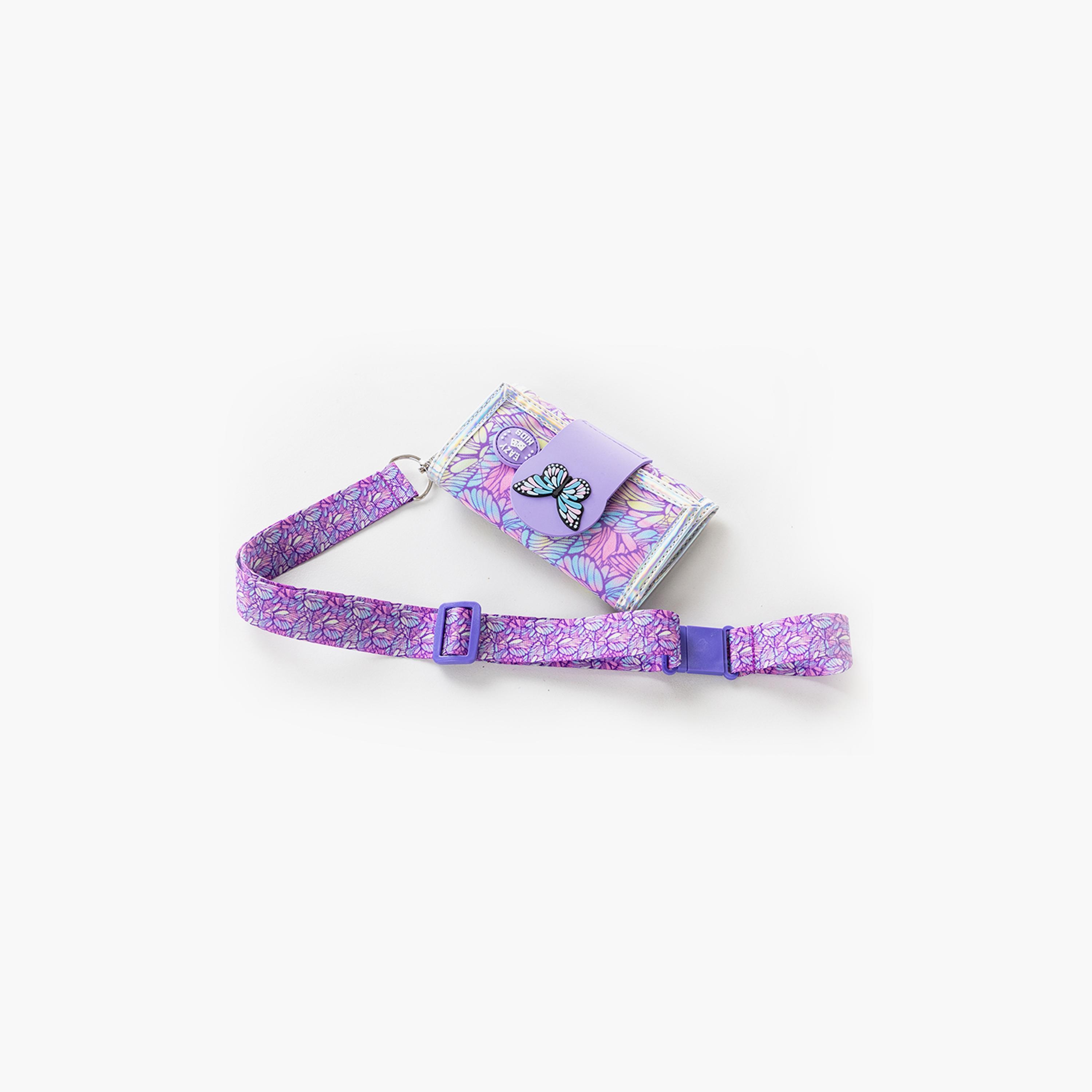 Eazy Kids Printed Wallet - Butterfly - Purple-girls-accessories-bags-image-1