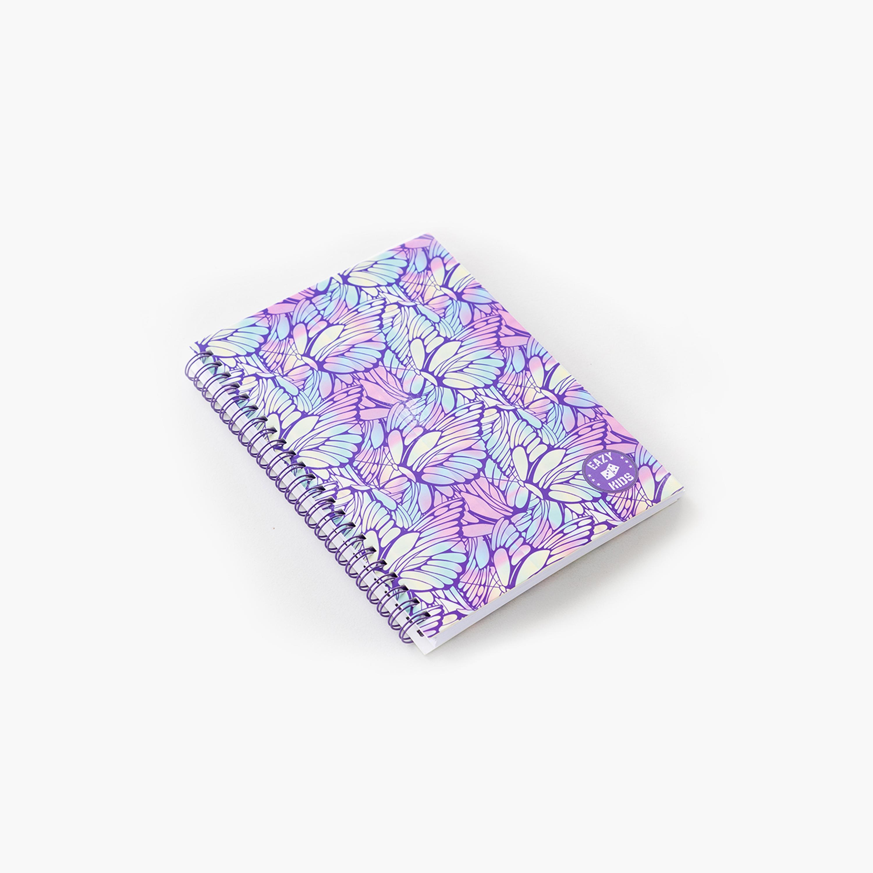 Eazy Kids Printed Spiral Diary - Butterfly - Purple-school-stationery-notebooks-image-1