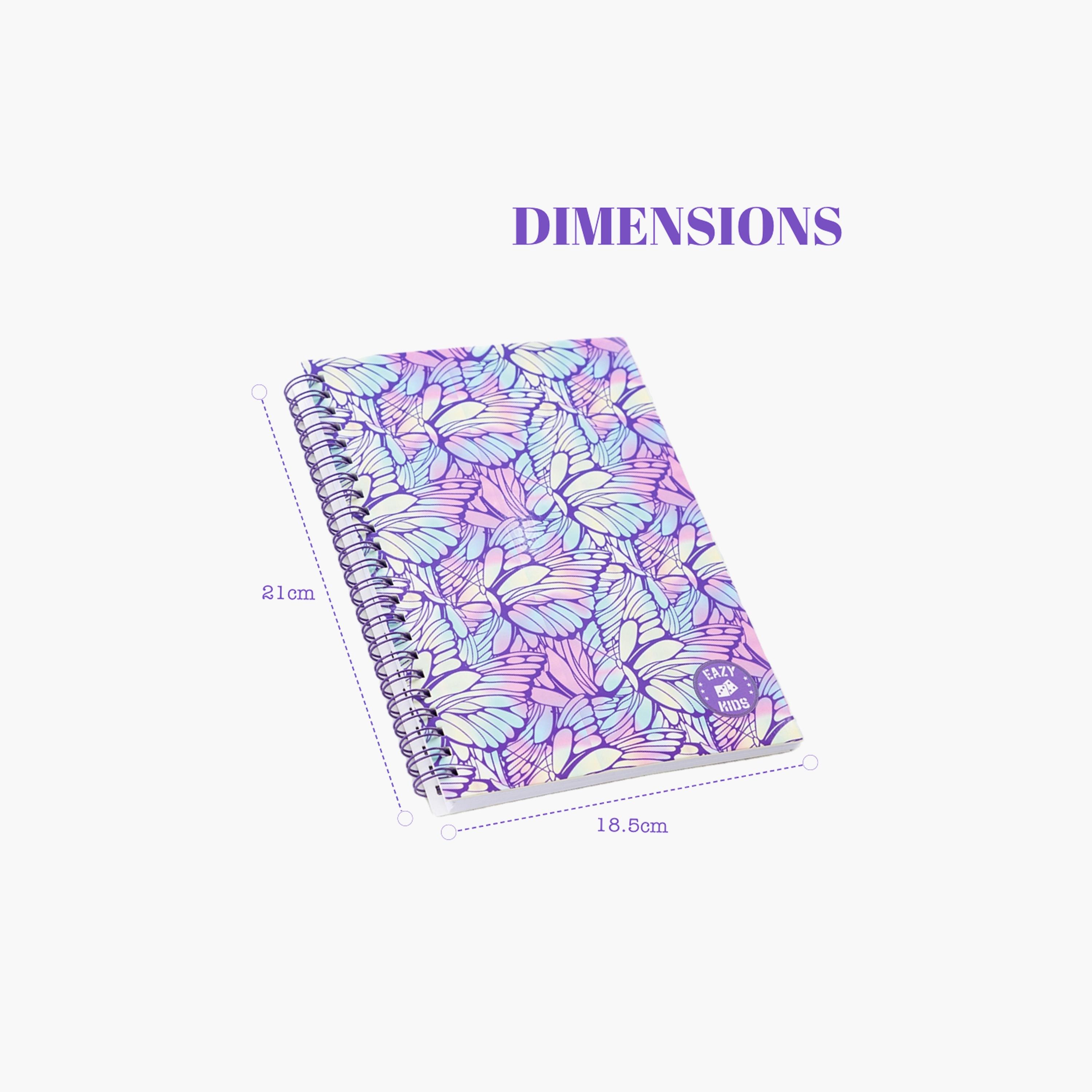 Eazy Kids Printed Spiral Diary - Butterfly - Purple-school-stationery-notebooks-image-3