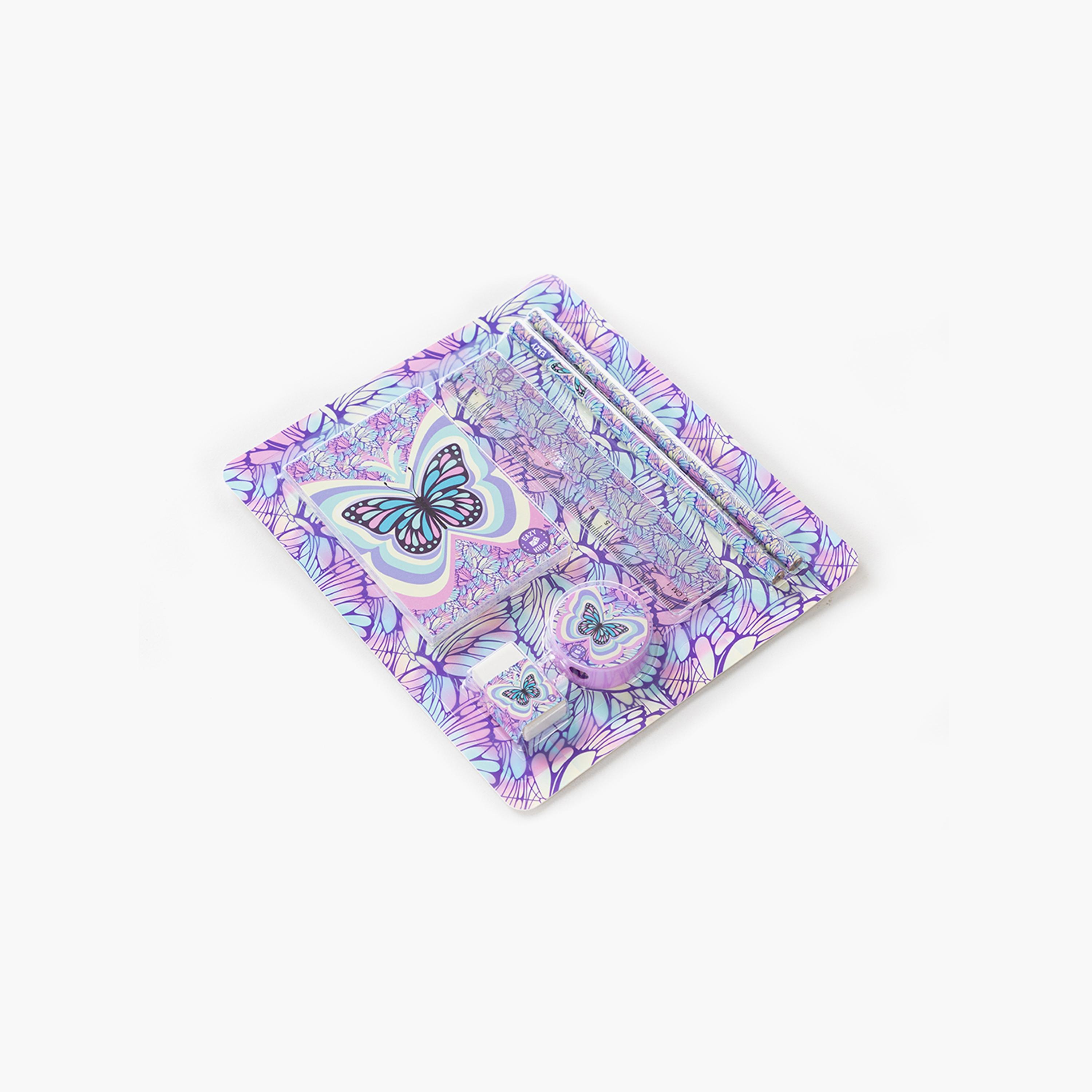 Eazy Kids Printed Stationary Set - Butterfly - Purple-school-stationery-sets-image-1