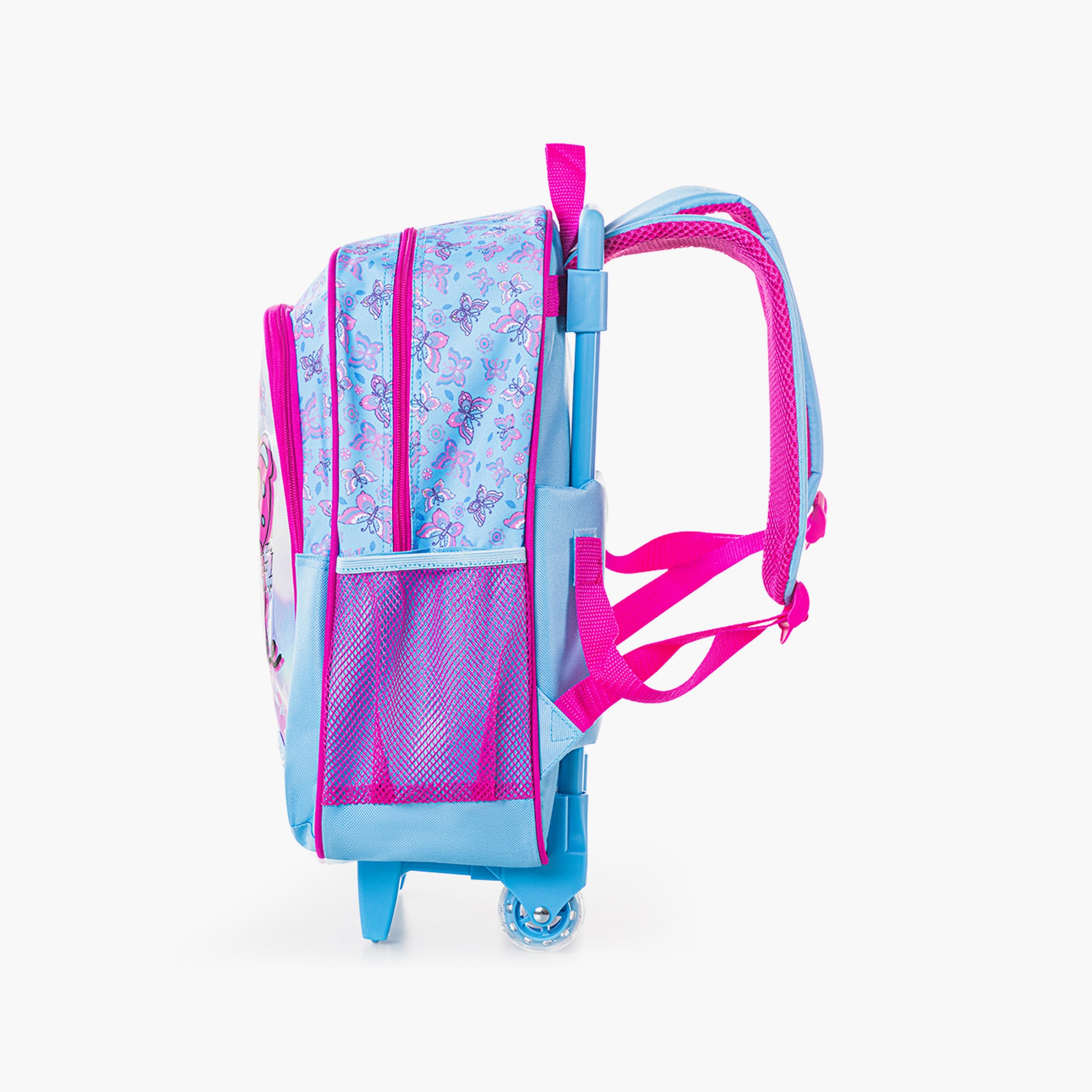 Eazy Kids 5-Piece Printed Trolley School Bag - Butterfly - 16 Inch-school-bagsandbackpacks-trolleybags-image-8