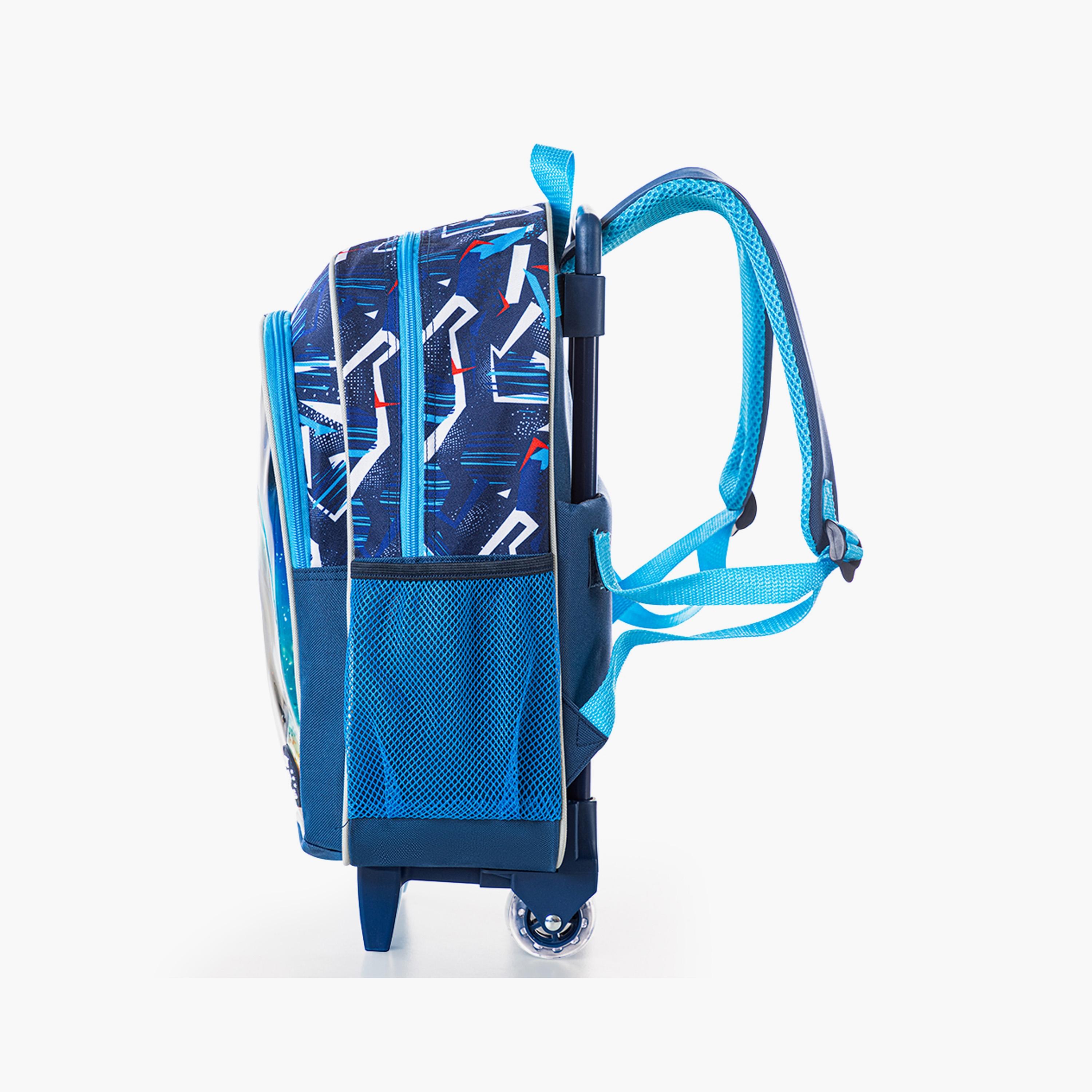 Eazy Kids 5-Piece Printed Trolley School Bag - Football - 16 Inch-school-bagsandbackpacks-trolleybags-image-8
