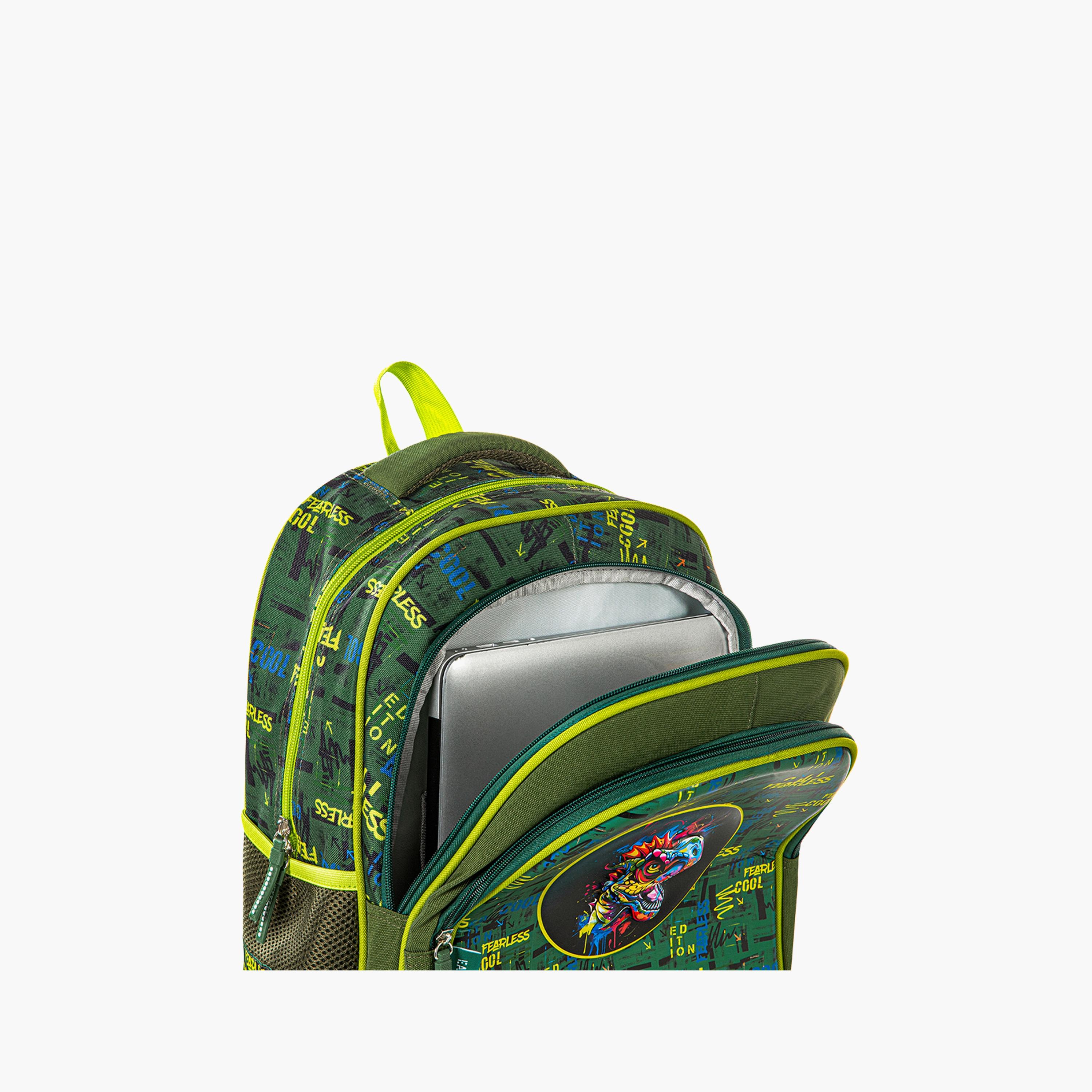 Eazy Kids Printed School Bag with Pencil Case - Dino - Green - 16 Inch-school-bagsandbackpacks-sets-image-10
