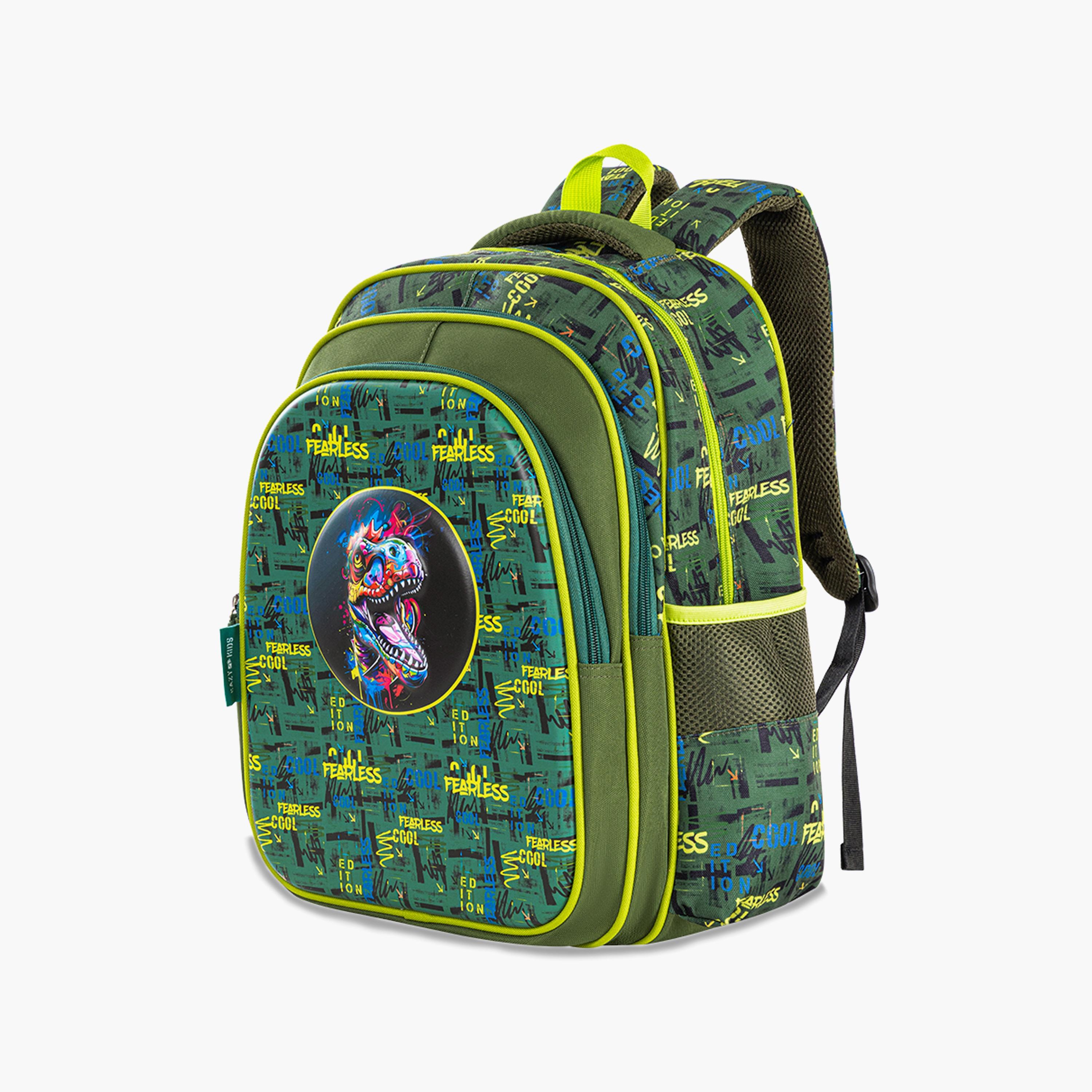 Eazy Kids Printed School Bag with Pencil Case - Dino - Green - 16 Inch-school-bagsandbackpacks-sets-image-4