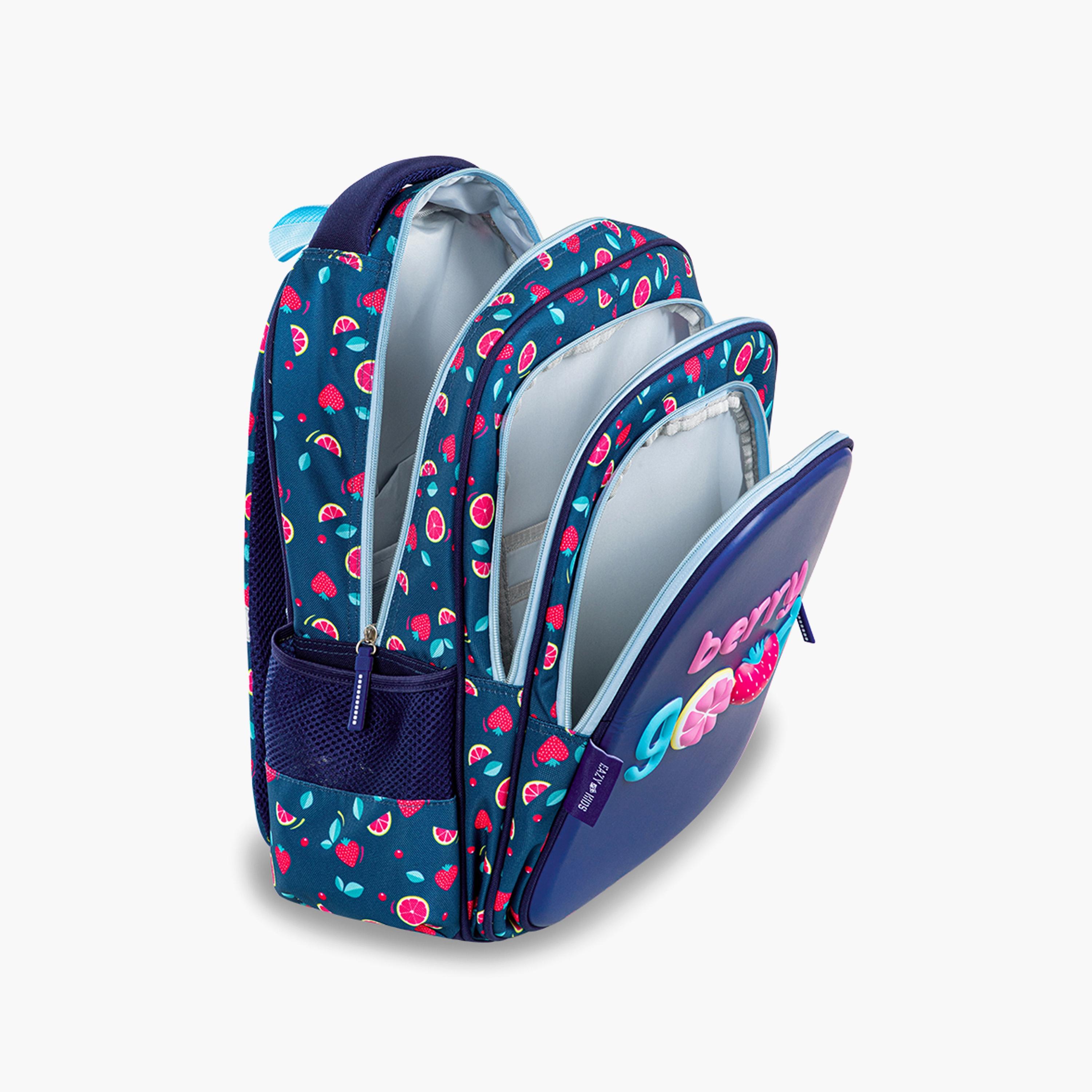 Eazy Kids Printed School Bag with Pencil Case - Berry Good - Blue - 16 Inch-school-bagsandbackpacks-sets-image-6