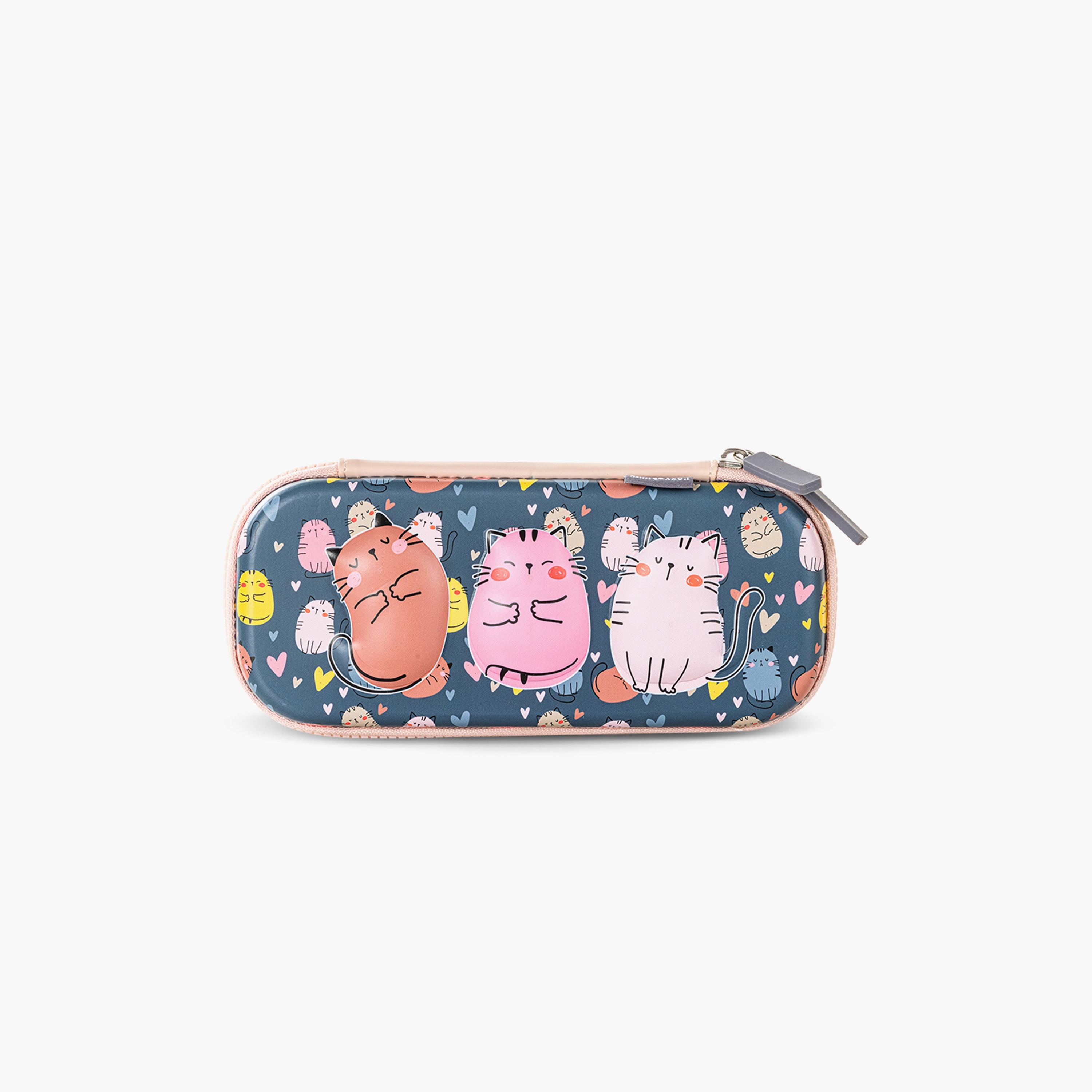 Eazy Kids Printed School Bag with Pencil Case - Purrfect - Grey - 16 Inch-school-bagsandbackpacks-sets-image-10