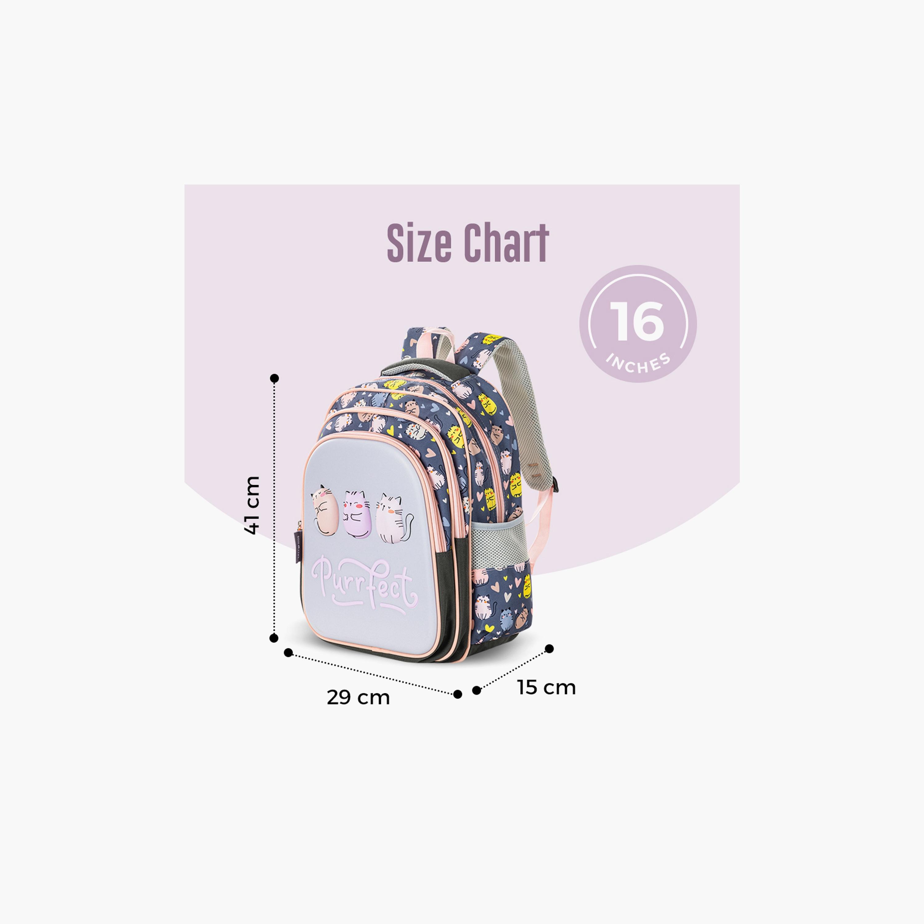 Eazy Kids Printed School Bag with Pencil Case - Purrfect - Grey - 16 Inch-school-bagsandbackpacks-sets-image-3