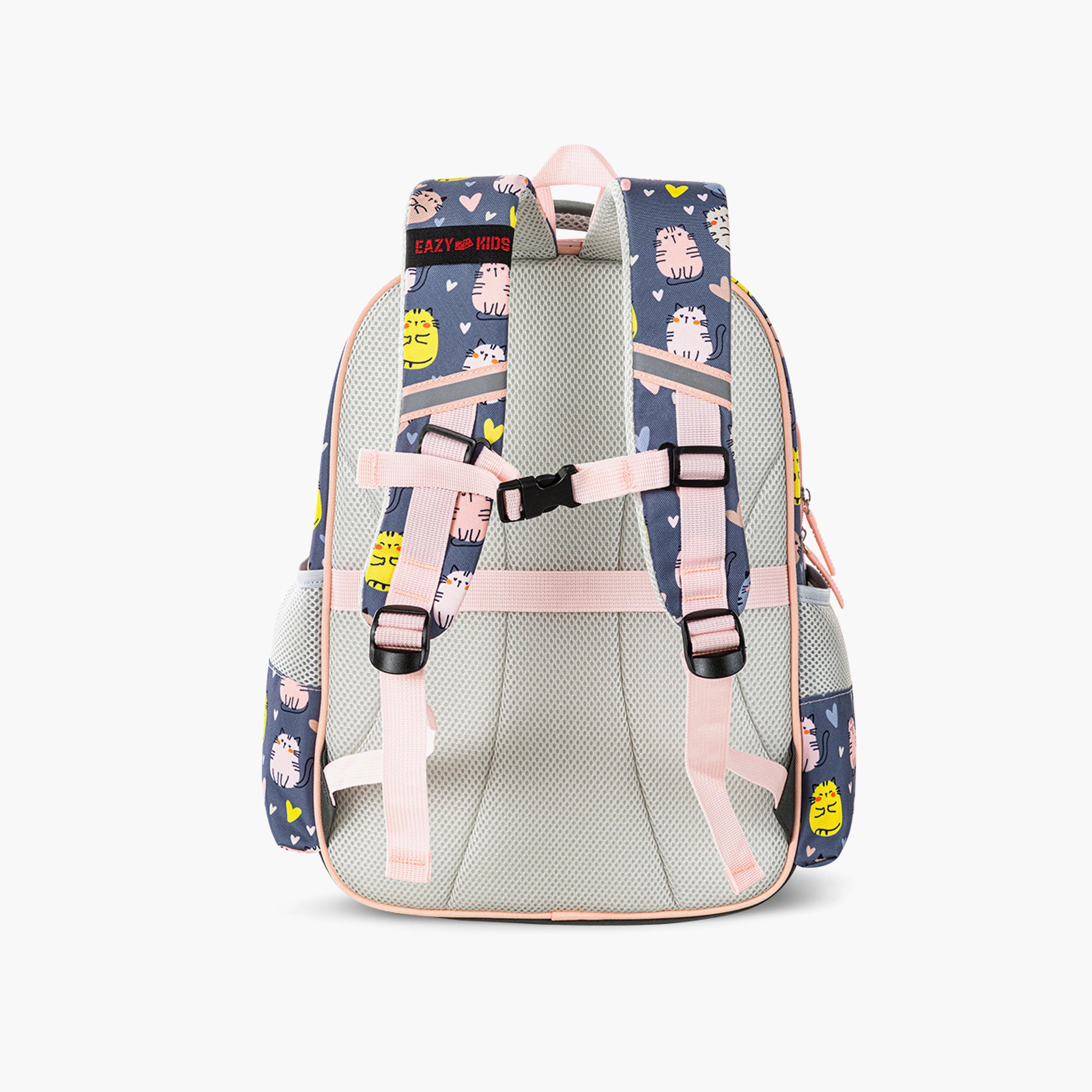 Eazy Kids Printed School Bag with Pencil Case - Purrfect - Grey - 16 Inch-school-bagsandbackpacks-sets-image-8