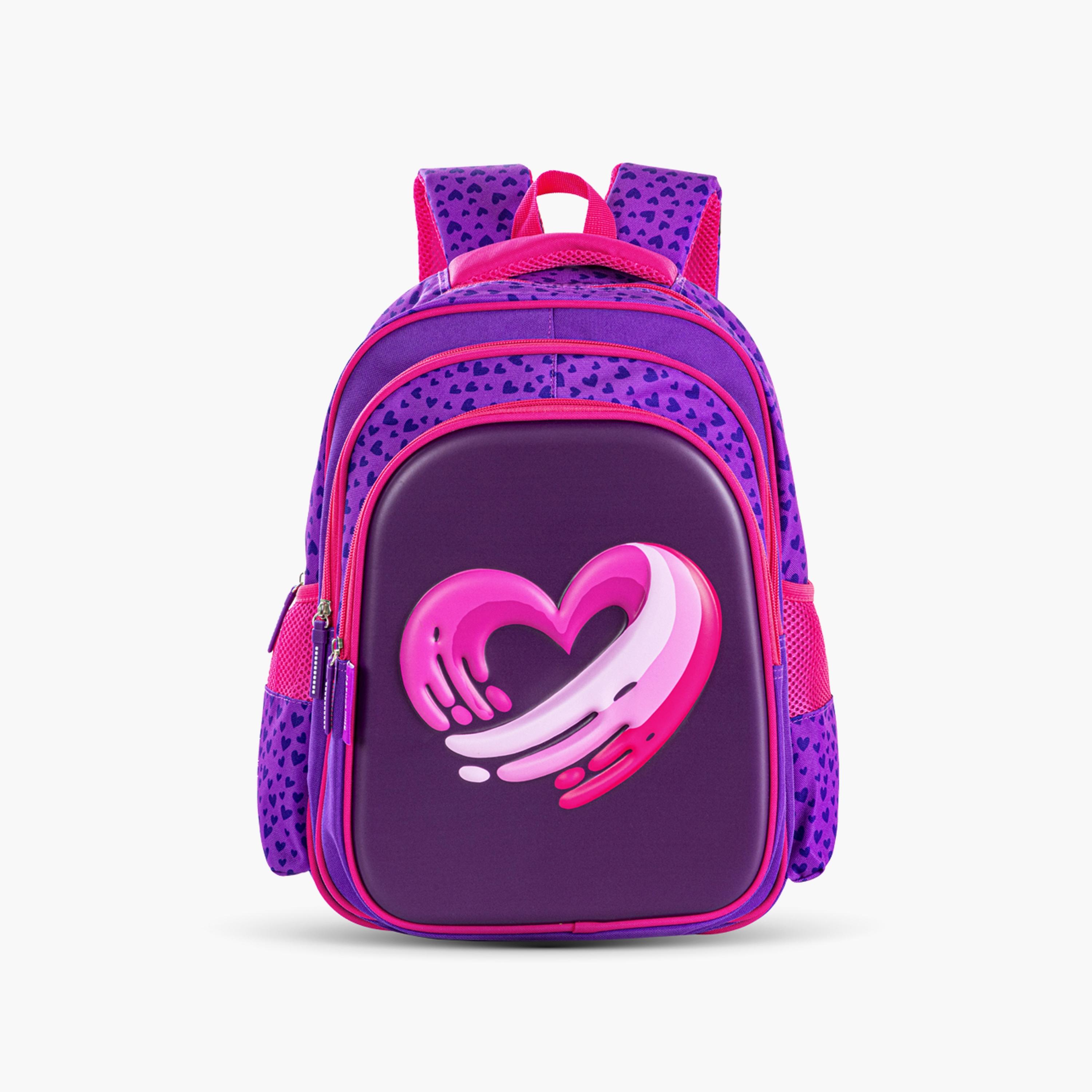 Eazy Kids Printed School Bag - Love & Hugs - Purple - 16 Inch-school-bagsandbackpacks-sets-image-1