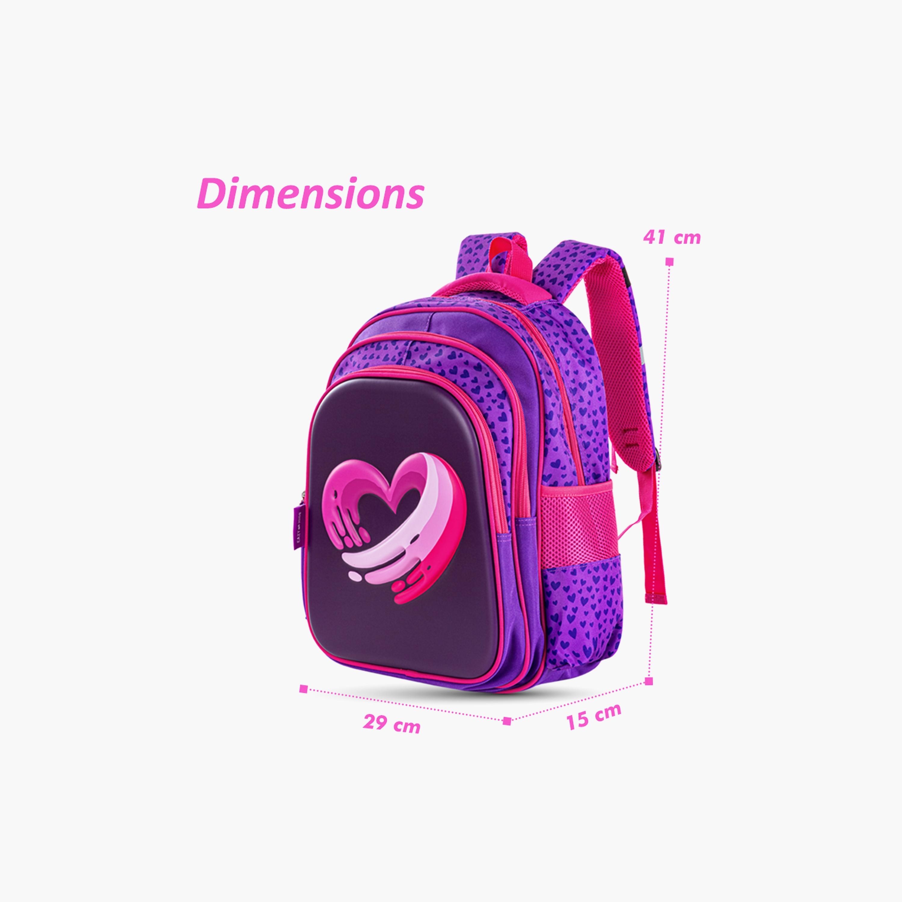 Eazy Kids Printed School Bag - Love & Hugs - Purple - 16 Inch-school-bagsandbackpacks-sets-image-2