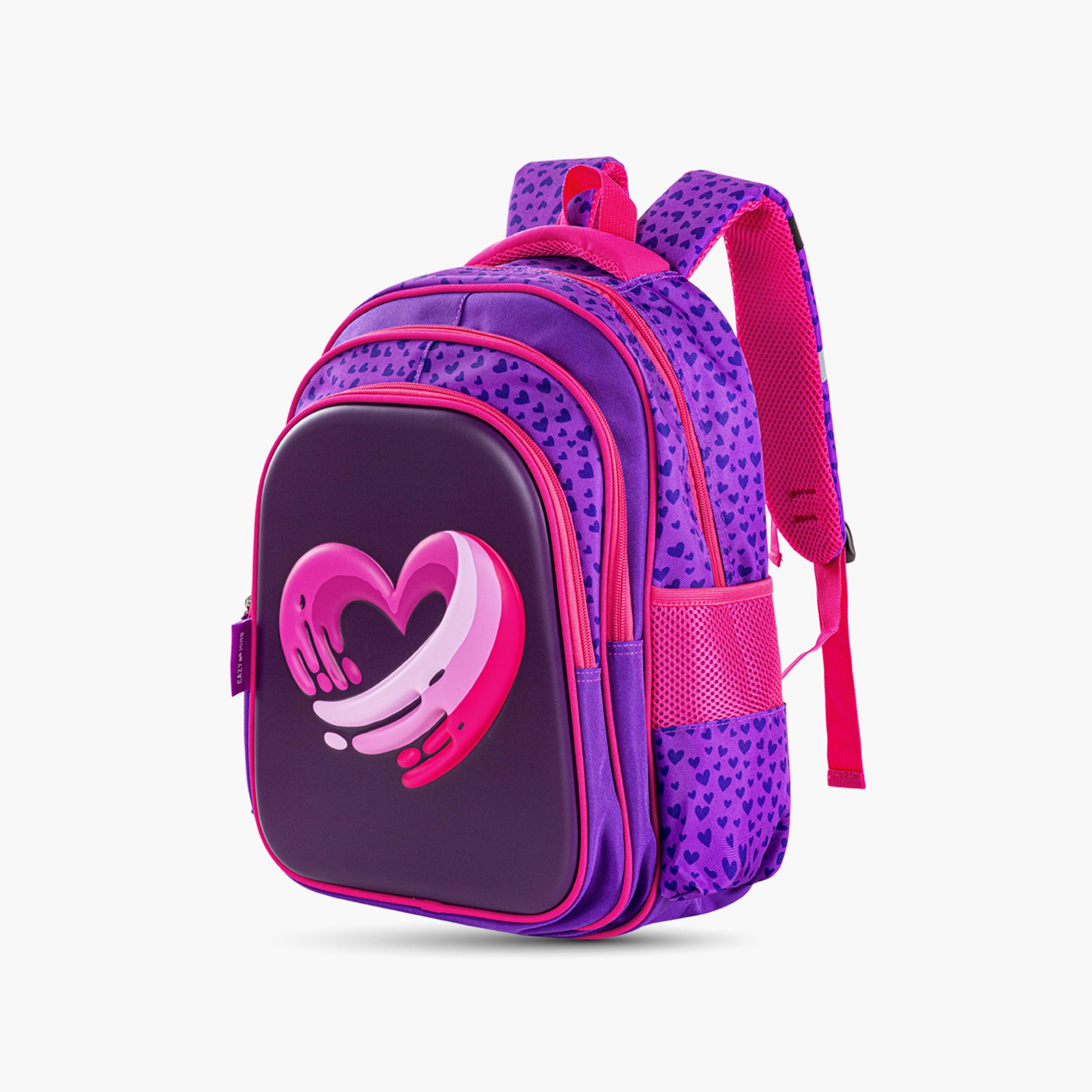 Eazy Kids Printed School Bag - Love & Hugs - Purple - 16 Inch-school-bagsandbackpacks-sets-image-3