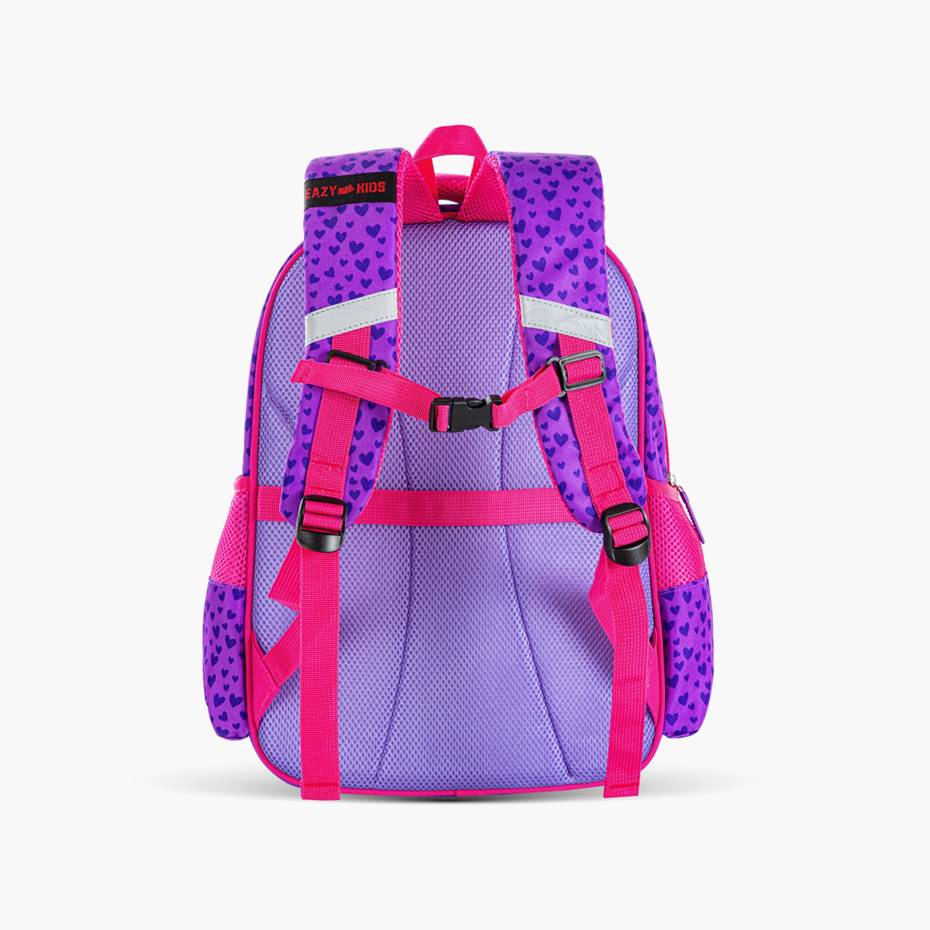Eazy Kids Printed School Bag - Love & Hugs - Purple - 16 Inch-school-bagsandbackpacks-sets-image-4