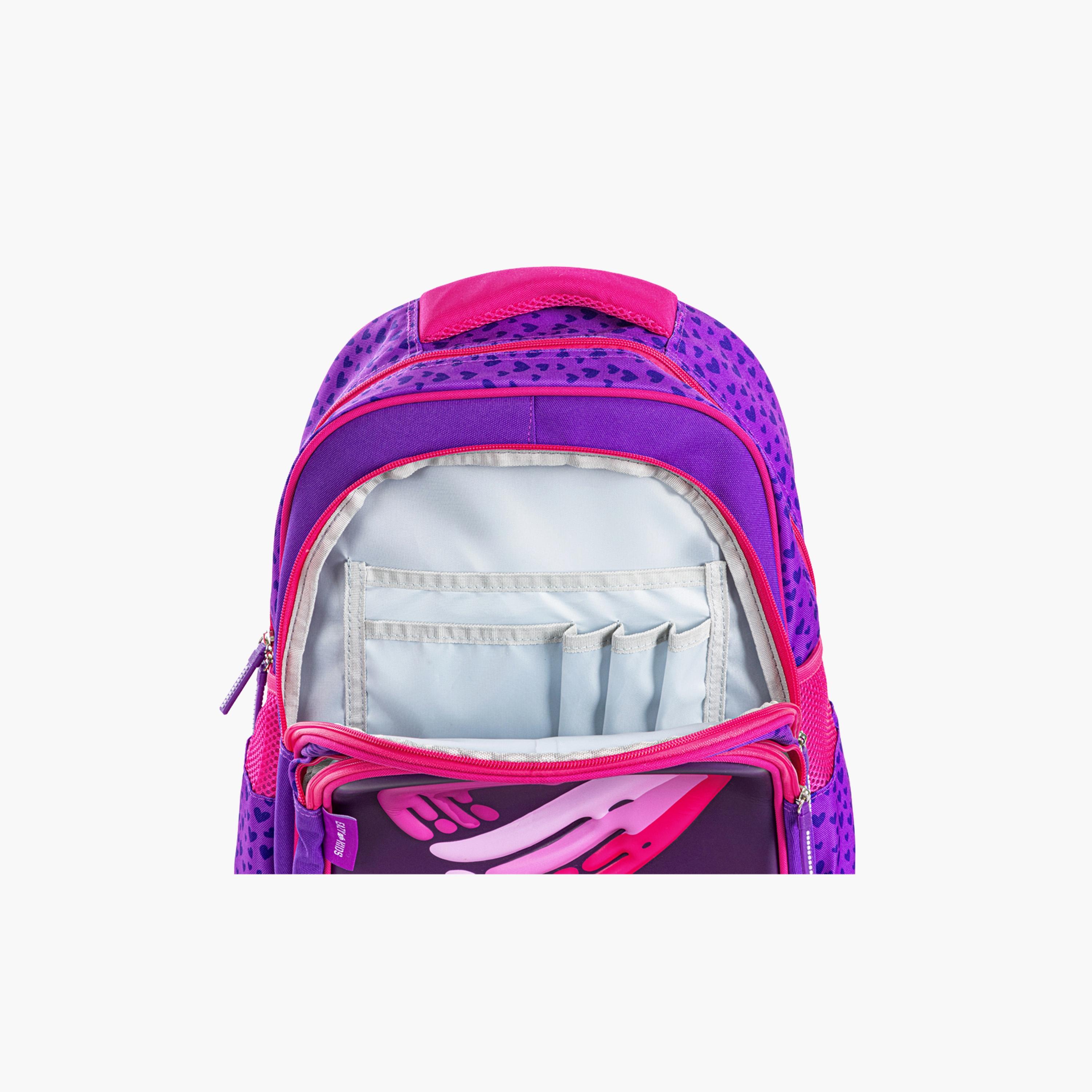 Eazy Kids Printed School Bag - Love & Hugs - Purple - 16 Inch-school-bagsandbackpacks-sets-image-6