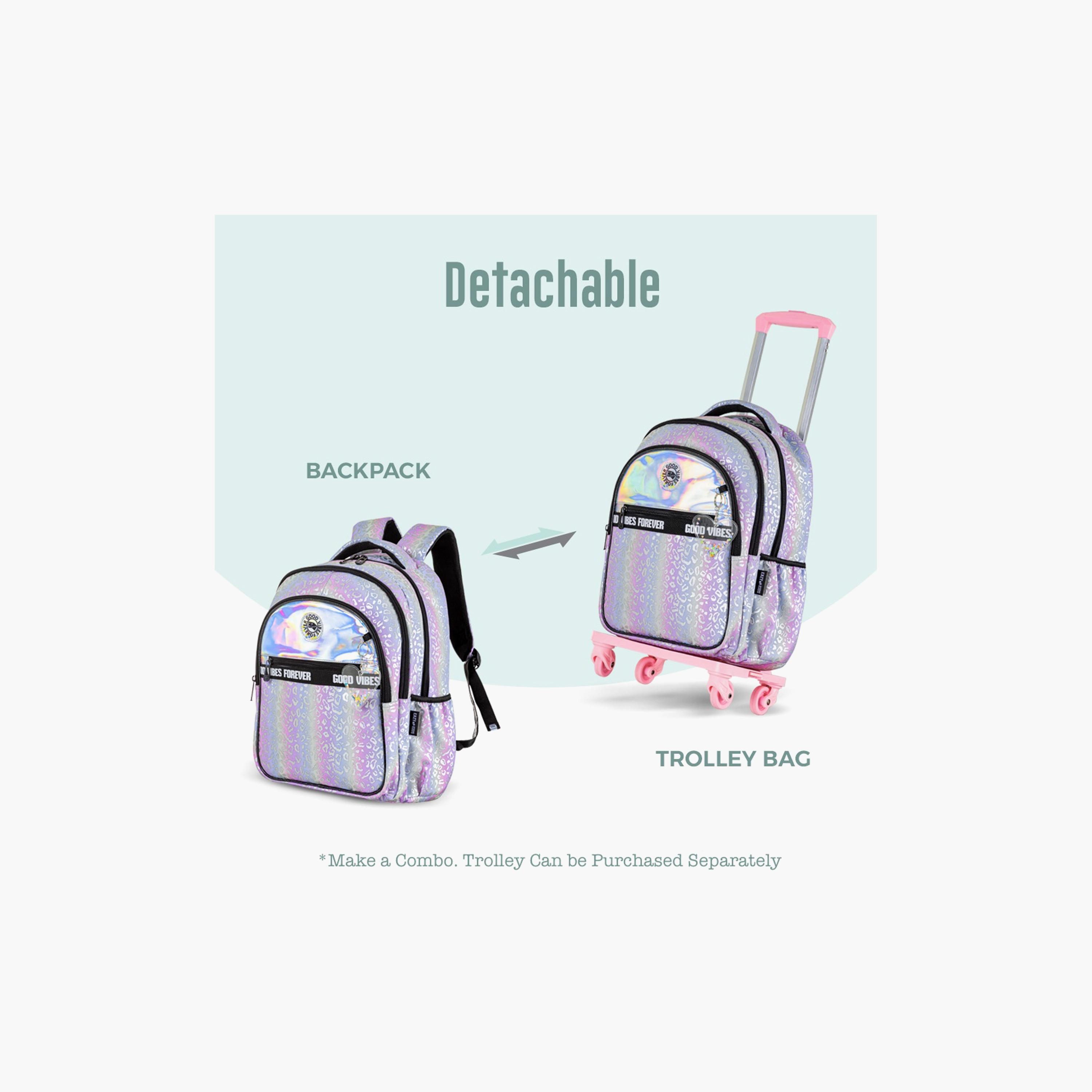 Eazy Kids Printed School Bag with Lunch Bag & Pencil Case - Good Vibes - Silver - 17 Inch-school-bagsandbackpacks-sets-image-2