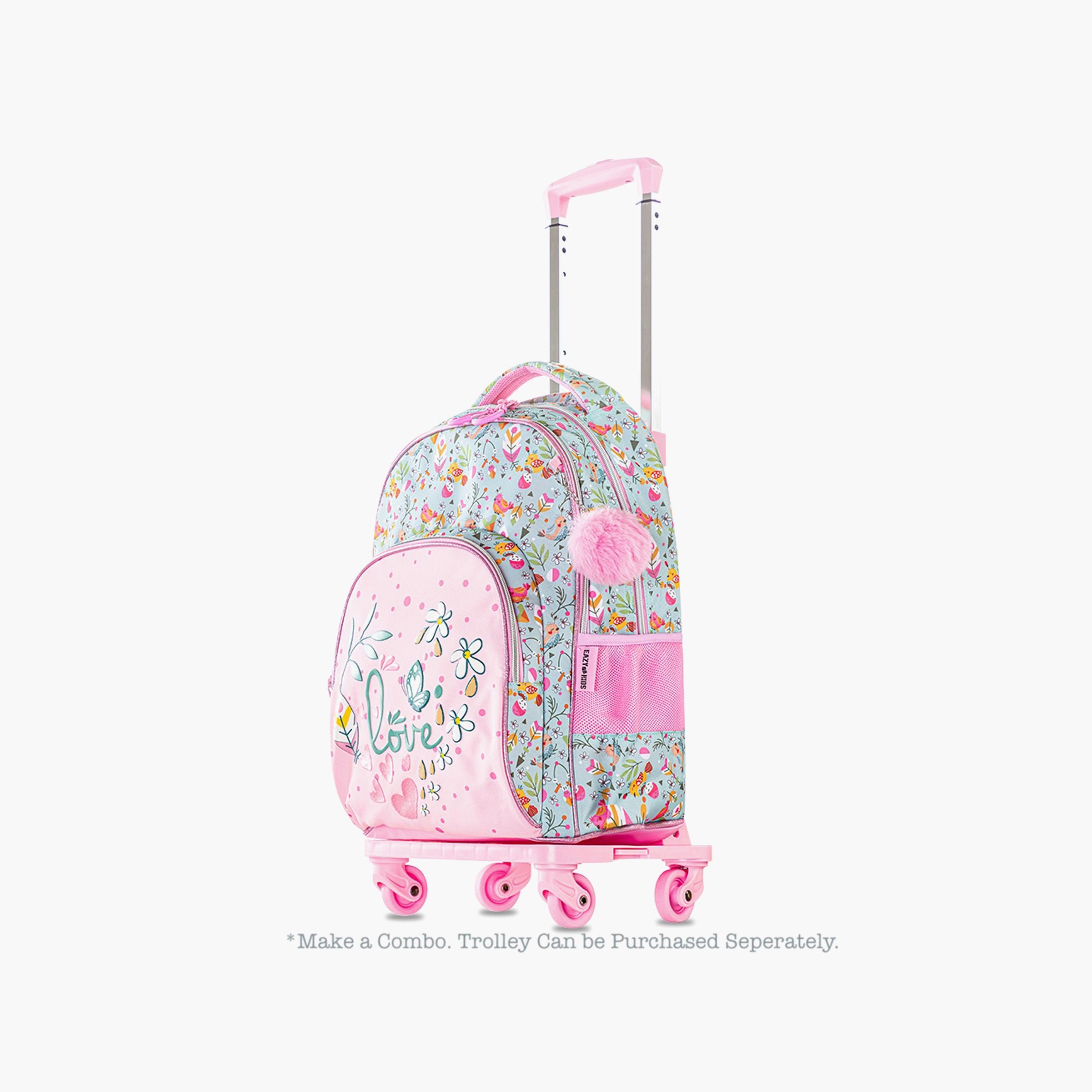 Eazy Kids Printed School Bag with Pencil Pouch - Love - Pink - 17 Inch-school-bagsandbackpacks-sets-image-2