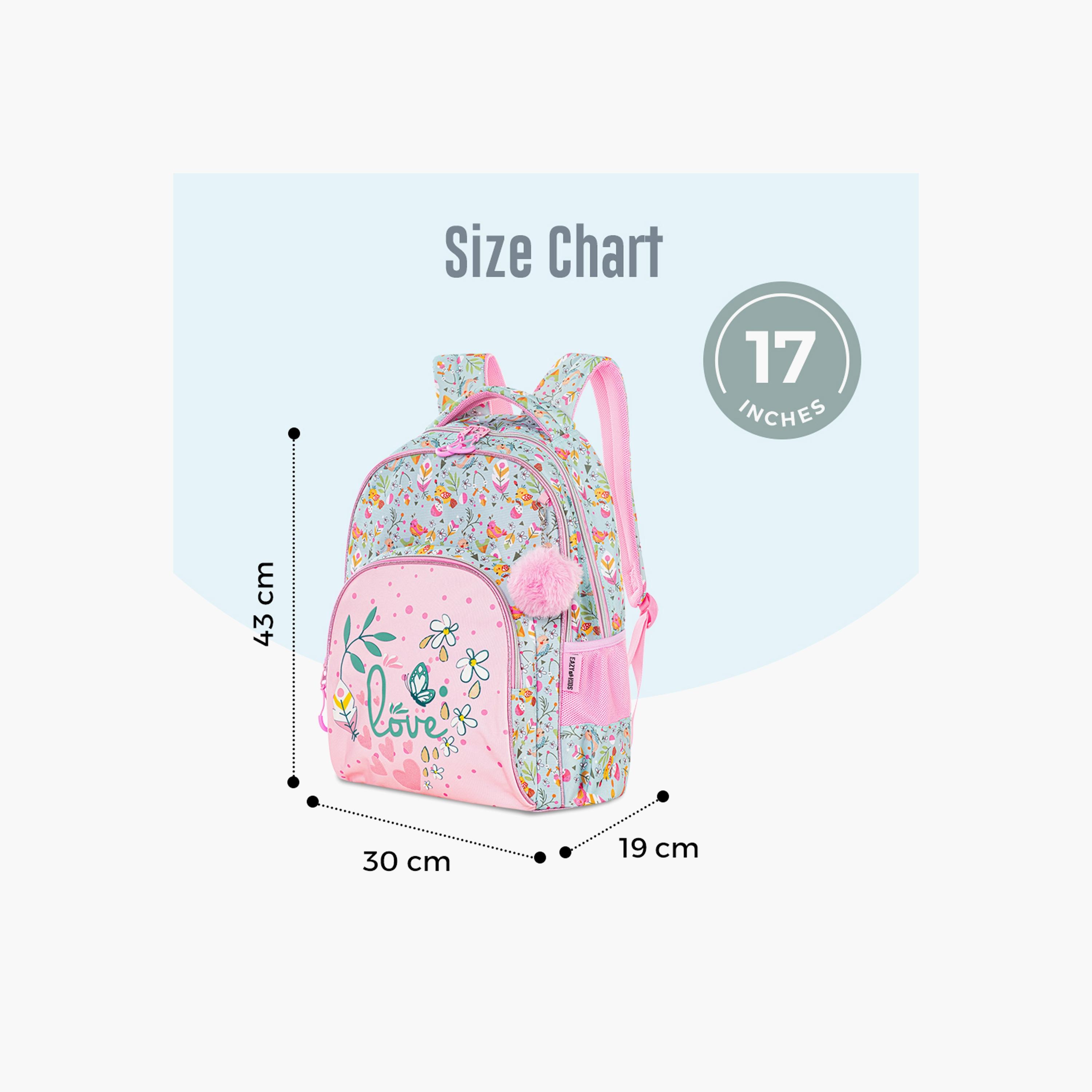 Eazy Kids Printed School Bag with Pencil Pouch - Love - Pink - 17 Inch-school-bagsandbackpacks-sets-image-3