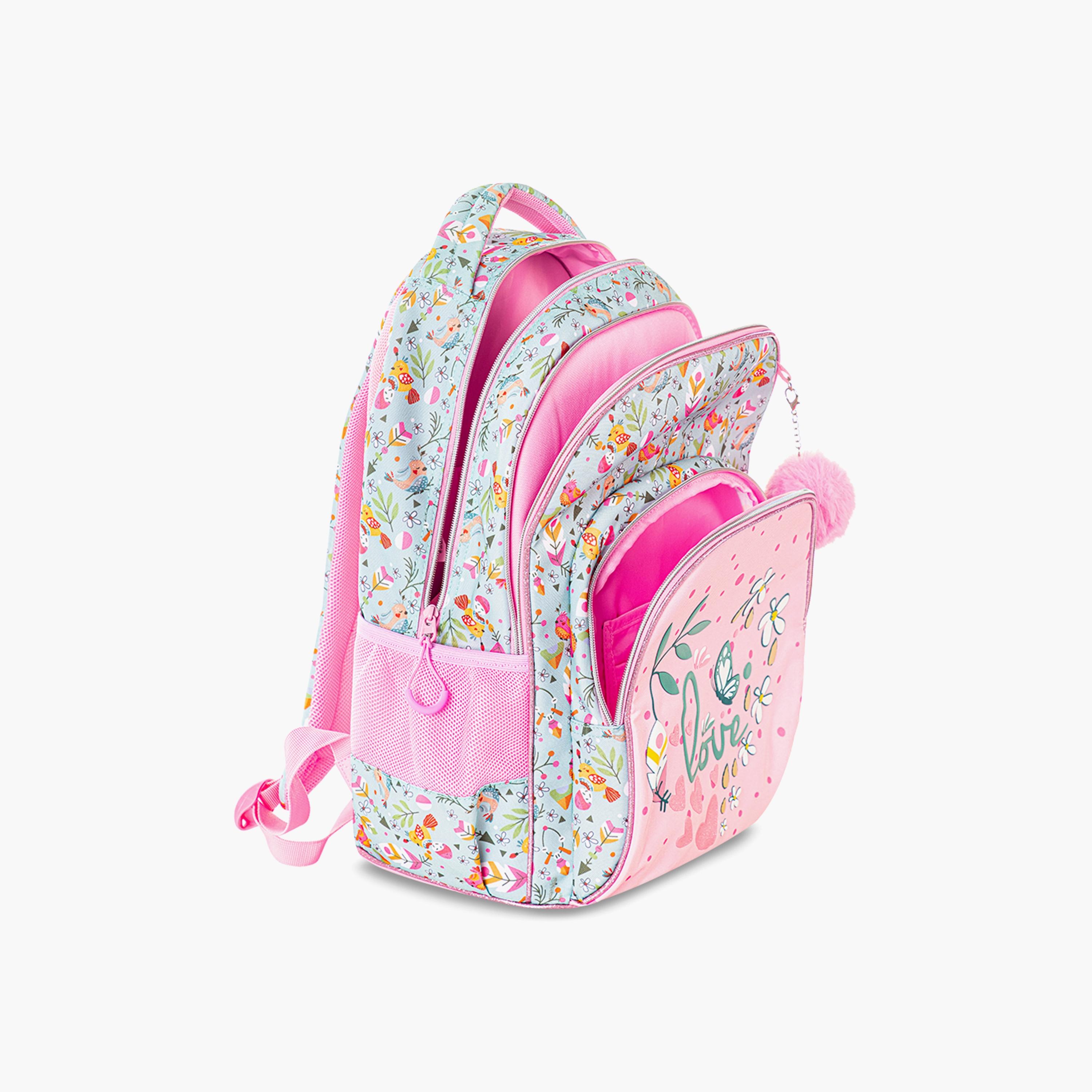 Eazy Kids Printed School Bag with Pencil Pouch - Love - Pink - 17 Inch-school-bagsandbackpacks-sets-image-6