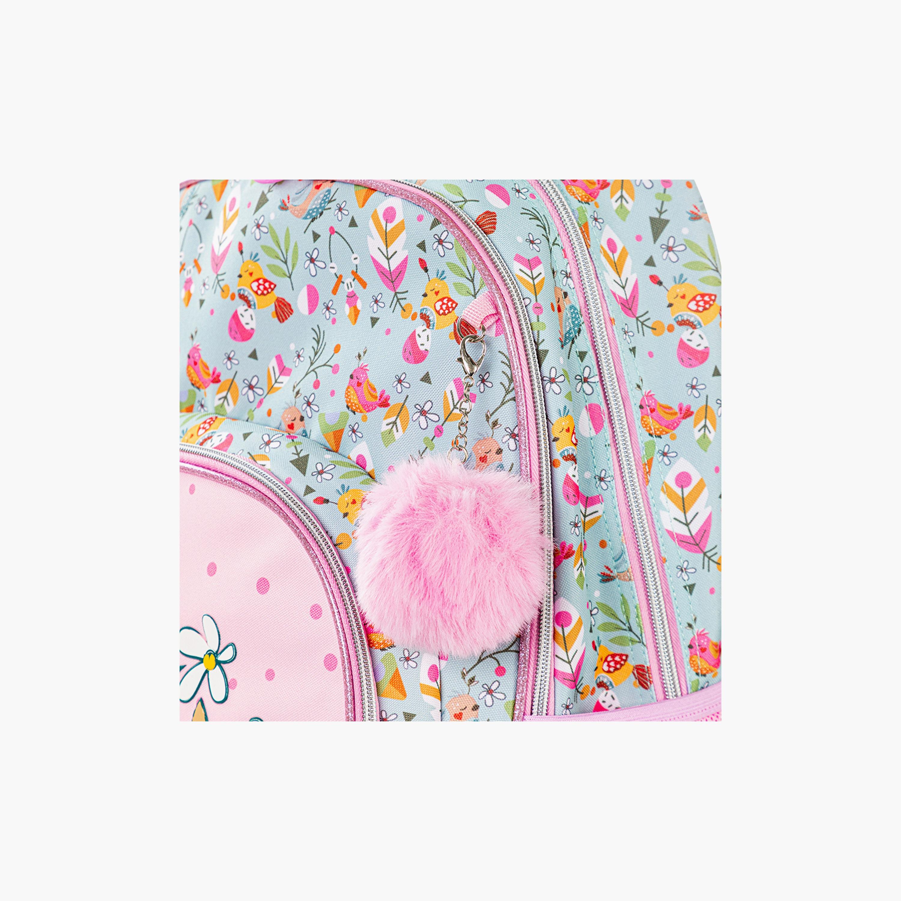 Eazy Kids Printed School Bag with Pencil Pouch - Love - Pink - 17 Inch-school-bagsandbackpacks-sets-image-7