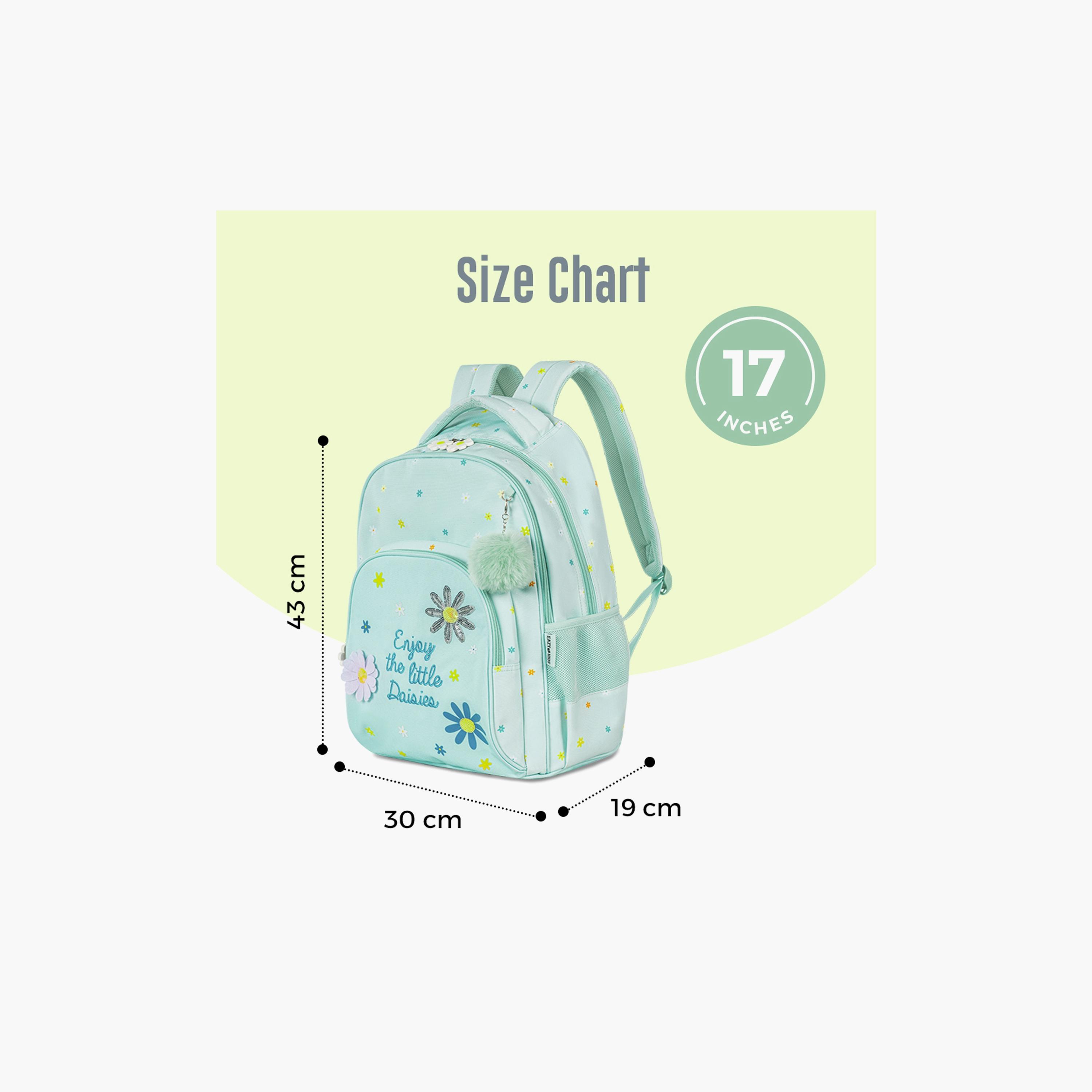 Eazy Kids Printed School Bag with Lunch Bag & Pencil Case - Little Daisy - Green - 17 Inch-school-bagsandbackpacks-sets-image-2
