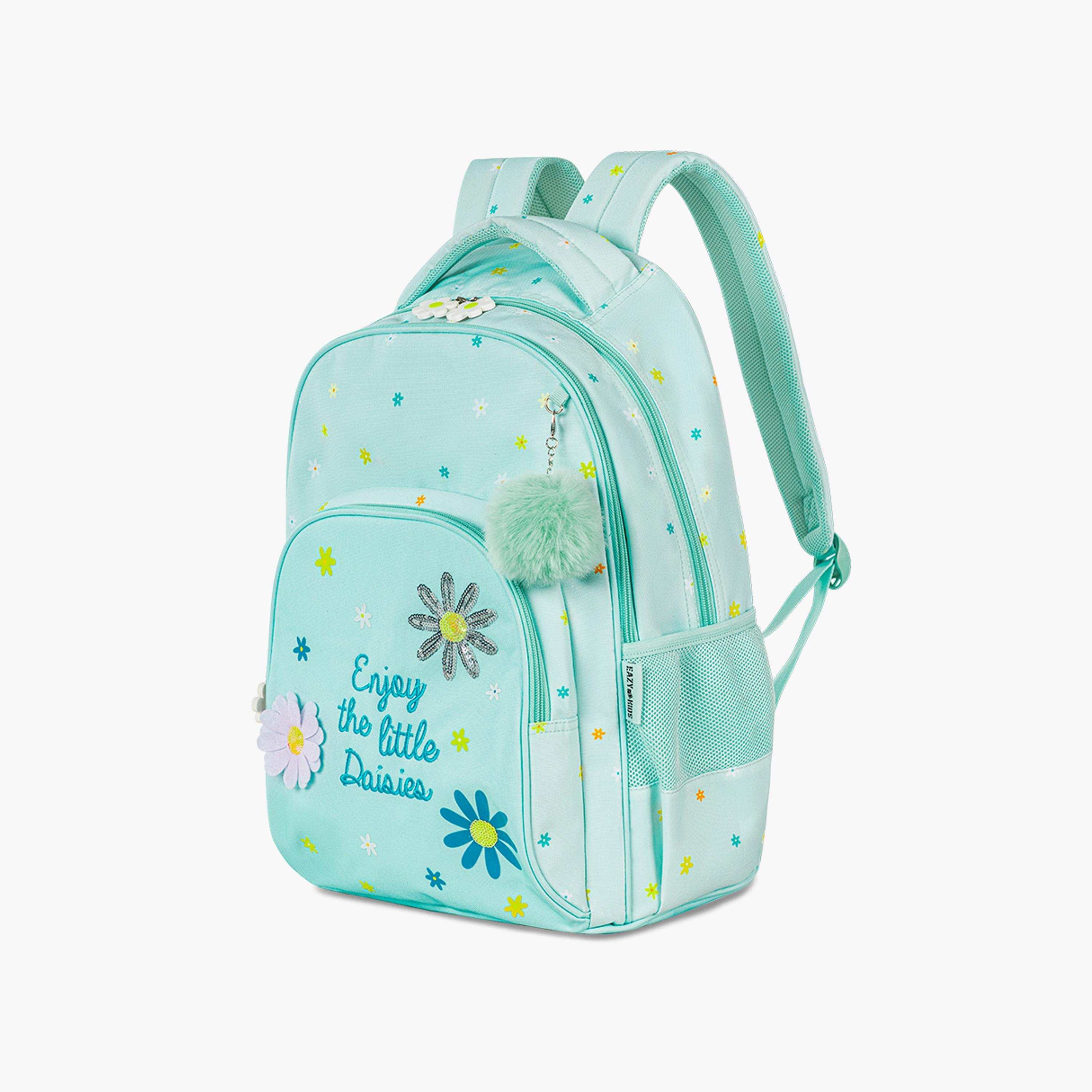 Eazy Kids Printed School Bag with Lunch Bag & Pencil Case - Little Daisy - Green - 17 Inch-school-bagsandbackpacks-sets-image-3