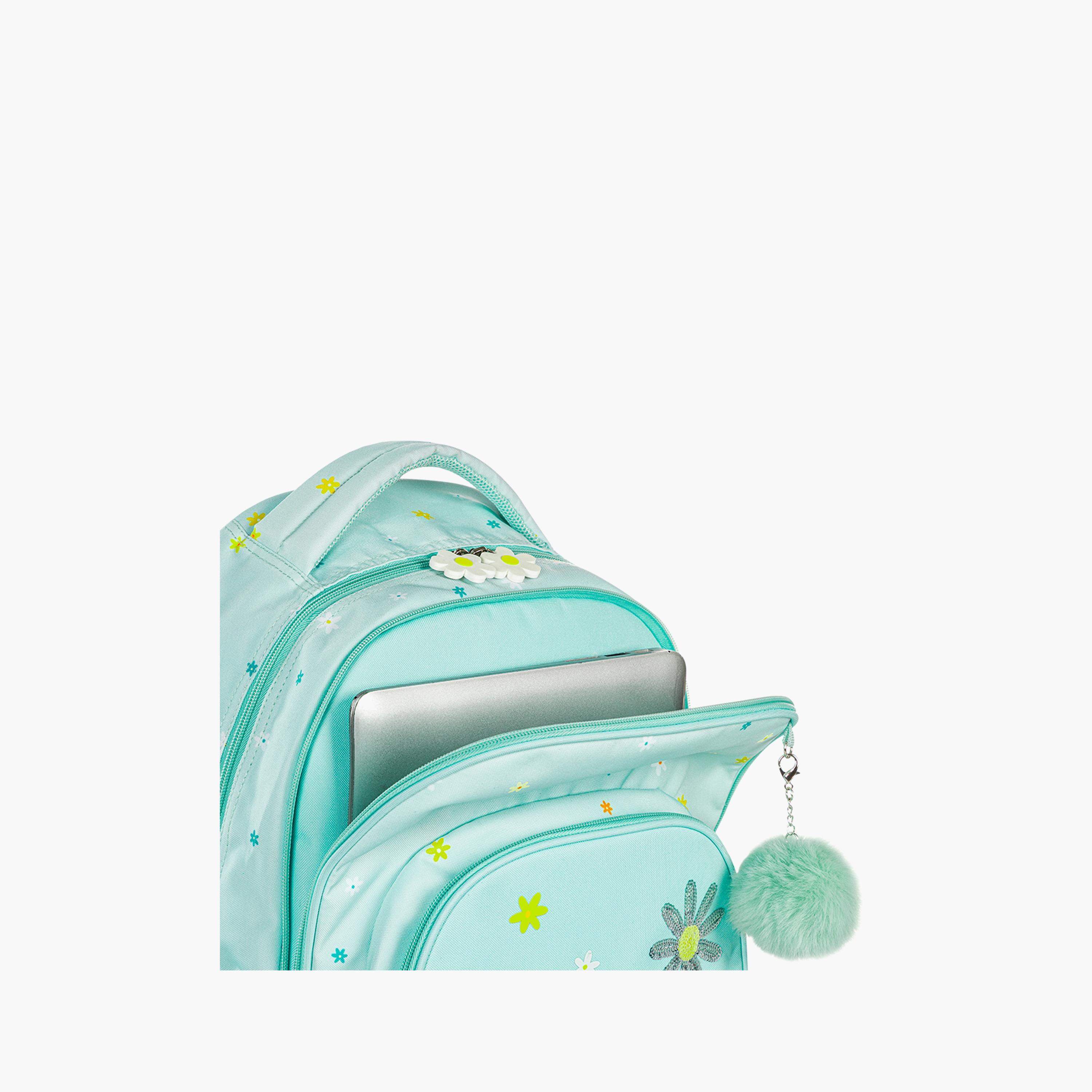 Eazy Kids Printed School Bag with Lunch Bag & Pencil Case - Little Daisy - Green - 17 Inch-school-bagsandbackpacks-sets-image-4