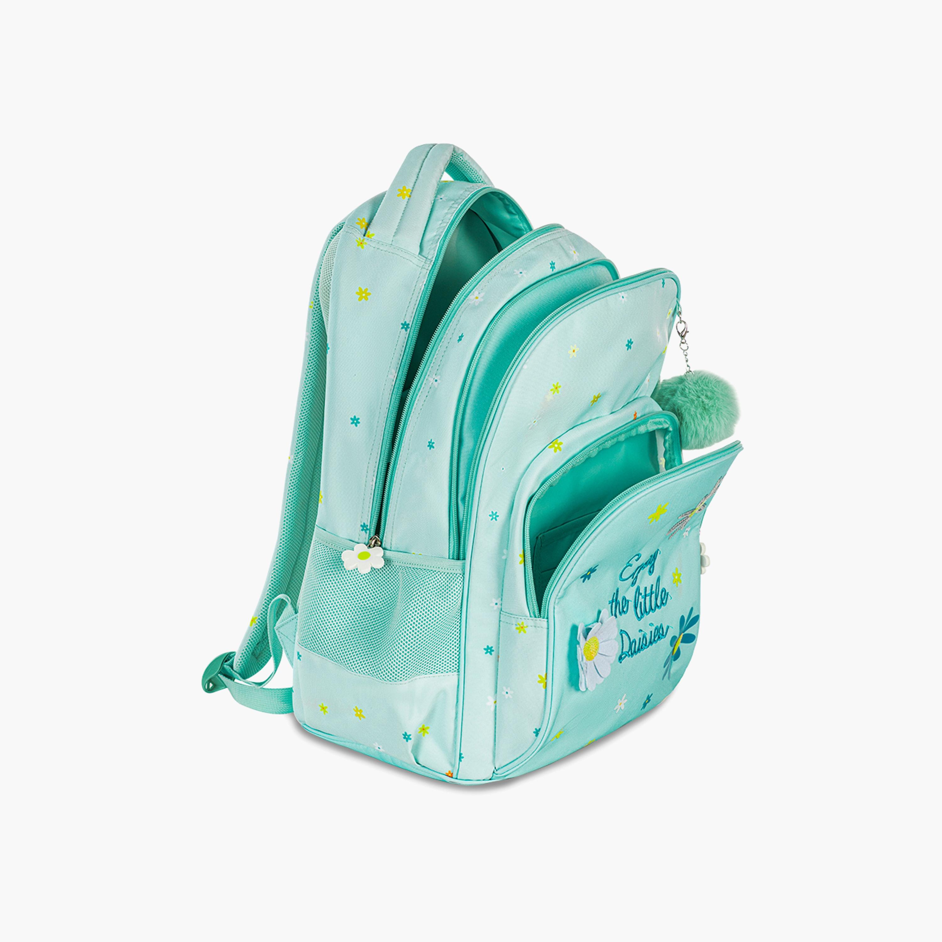 Eazy Kids Printed School Bag with Lunch Bag & Pencil Case - Little Daisy - Green - 17 Inch-school-bagsandbackpacks-sets-image-5