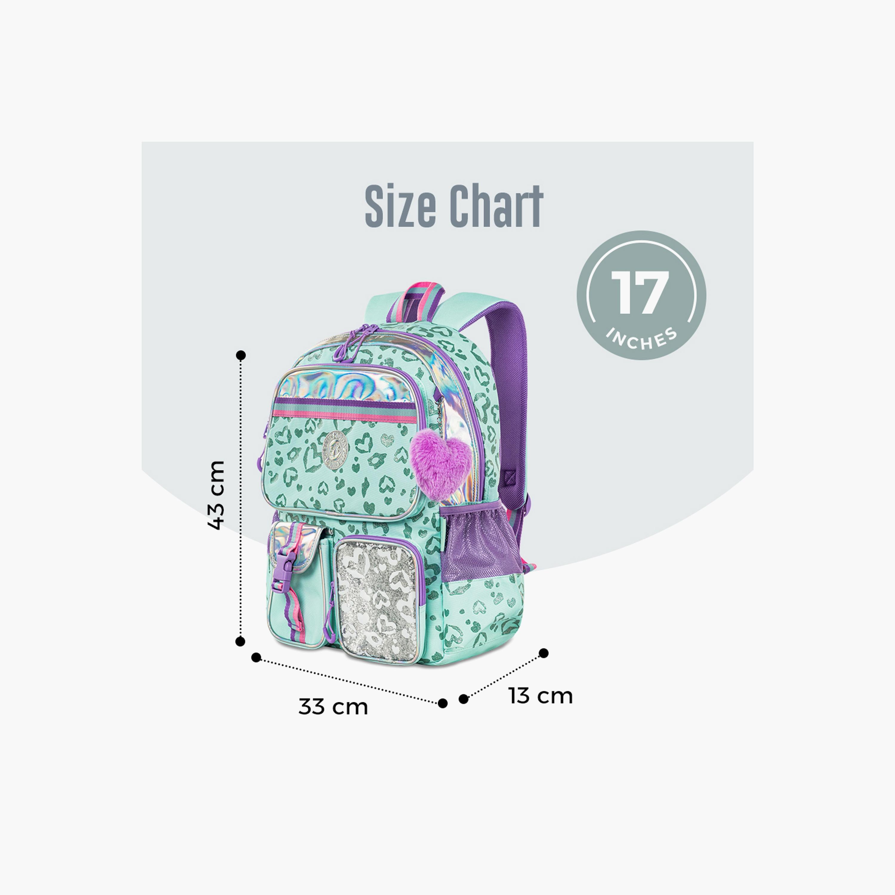 Eazy Kids Printed School Bag with Lunch Bag & Pencil Case - Love - Green - 17 Inch-school-bagsandbackpacks-sets-image-4