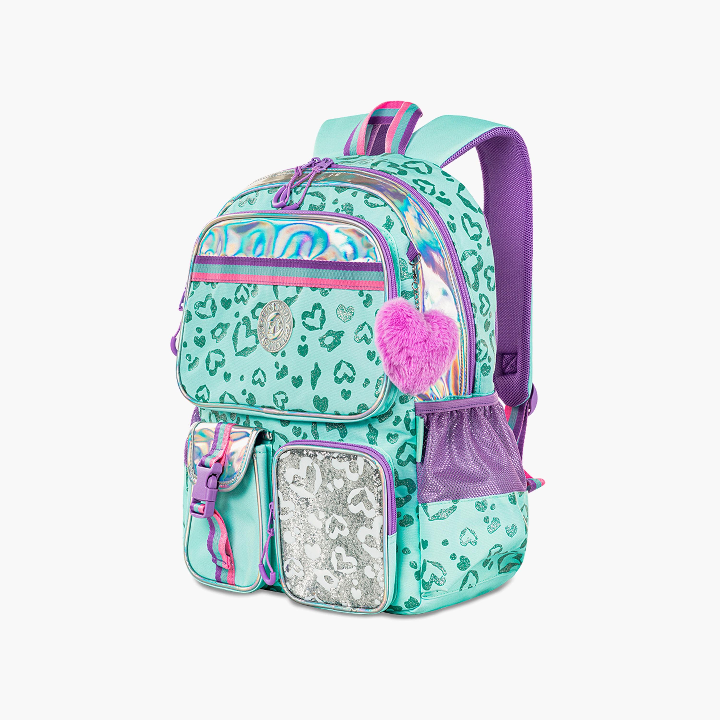 Eazy Kids Printed School Bag with Lunch Bag & Pencil Case - Love - Green - 17 Inch-school-bagsandbackpacks-sets-image-5