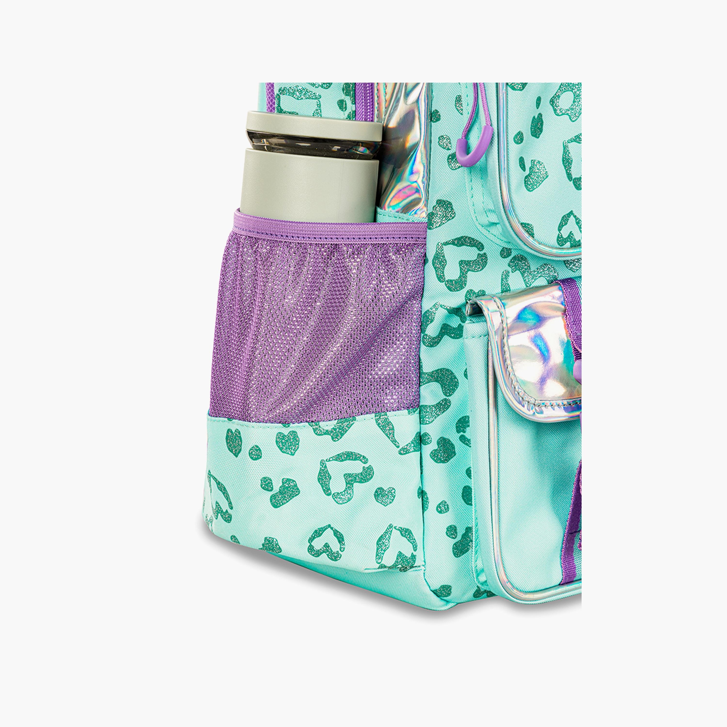 Eazy Kids Printed School Bag with Lunch Bag & Pencil Case - Love - Green - 17 Inch-school-bagsandbackpacks-sets-image-7