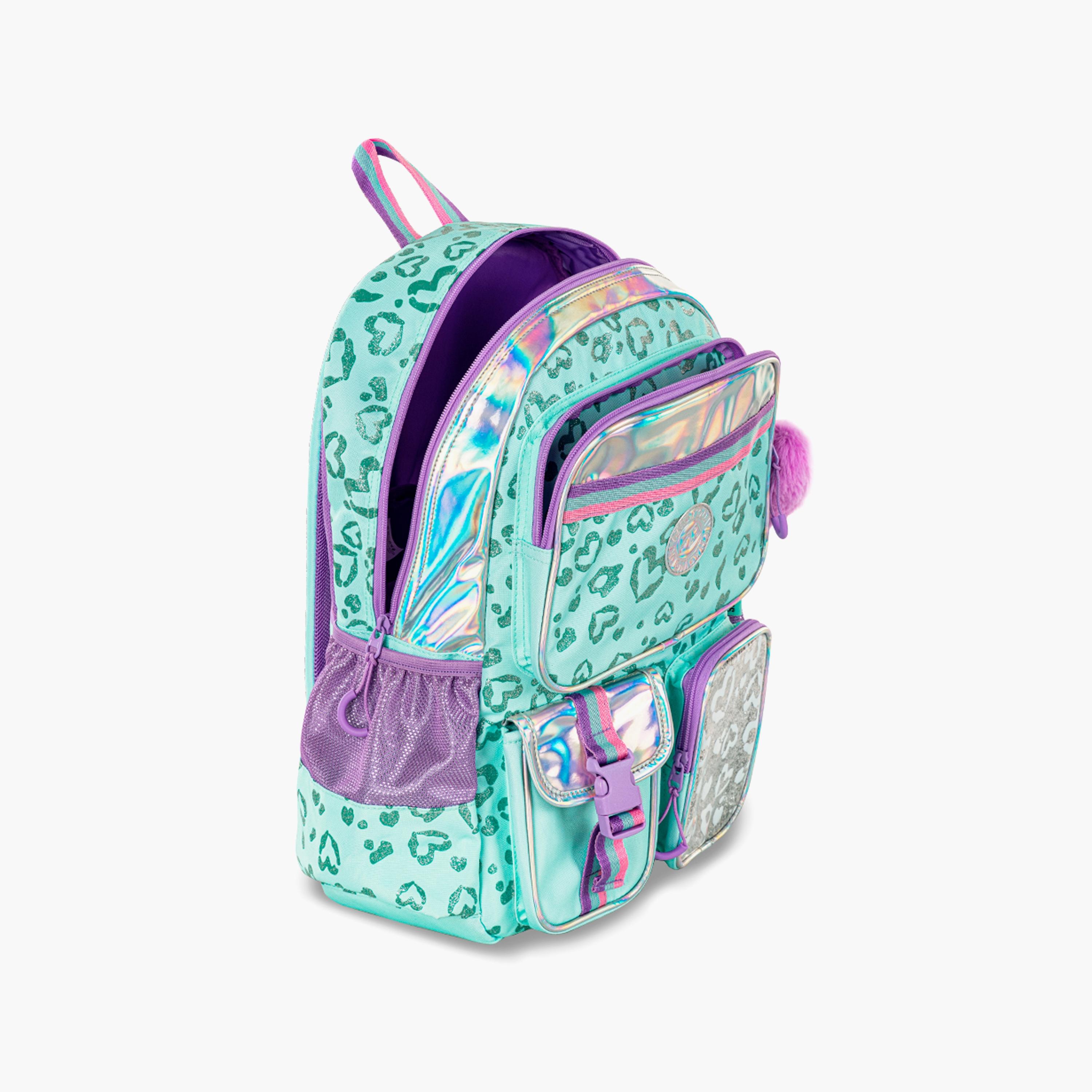 Eazy Kids Printed School Bag with Lunch Bag & Pencil Case - Love - Green - 17 Inch-school-bagsandbackpacks-sets-image-8